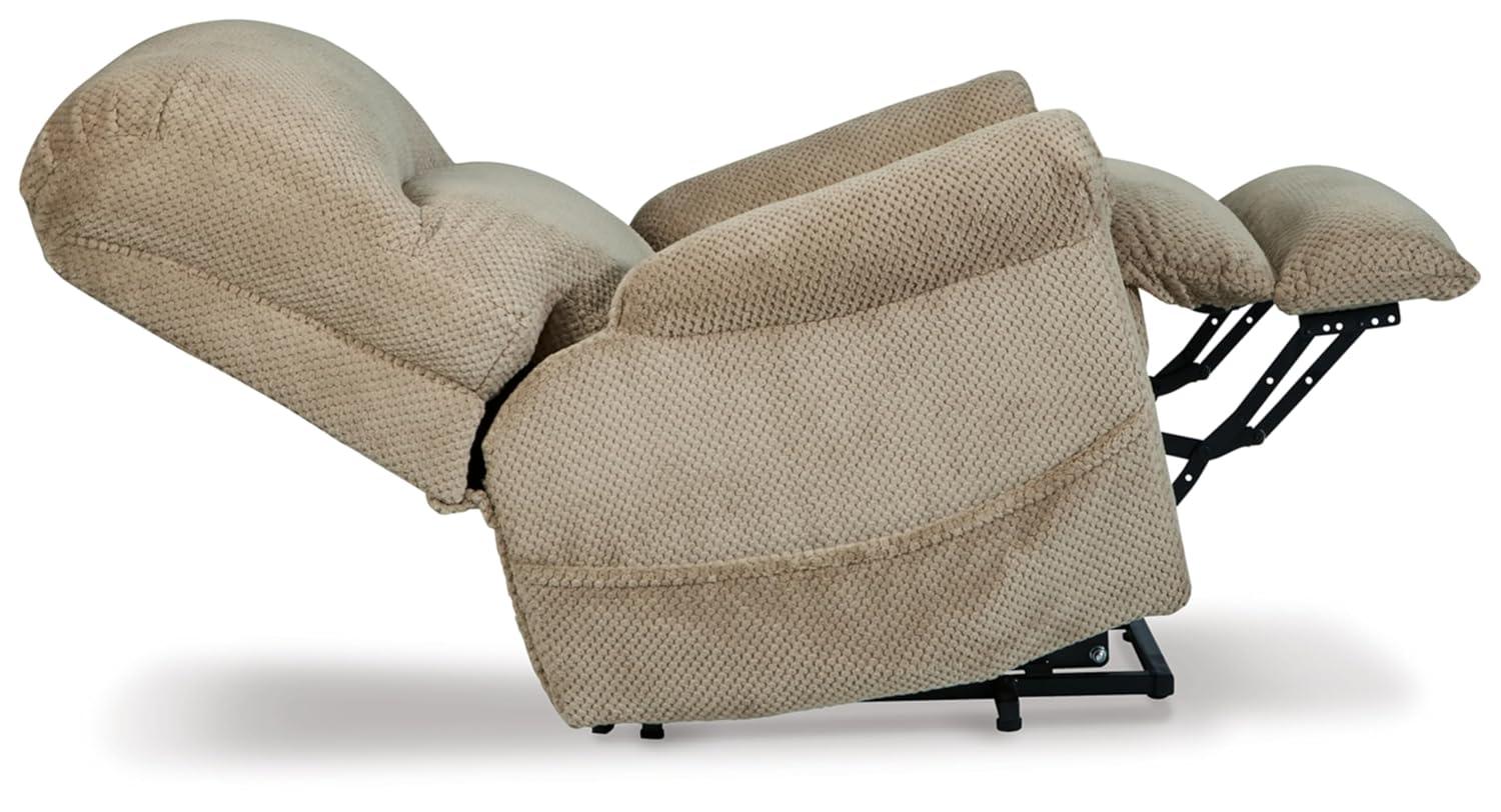 Beige Faux Leather Power Lift Recliner with USB Ports