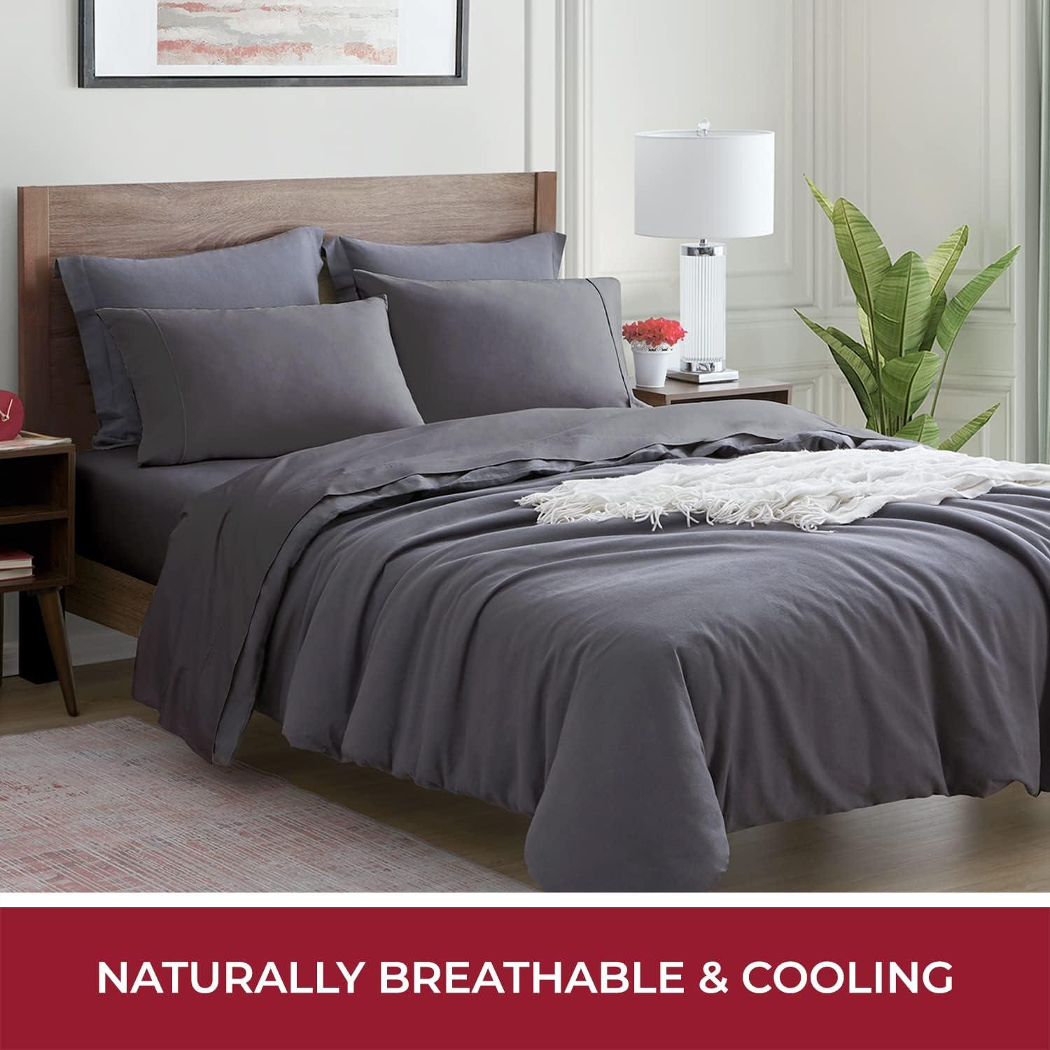 Mellanni 400 Thread Count Cotton Sateen Bedding Set - 4 Piece White Bed Sheets Set - Fits Mattresses up to 16" Deep - Cooling Sheet for Hot Sleepers (Full, Ivory)