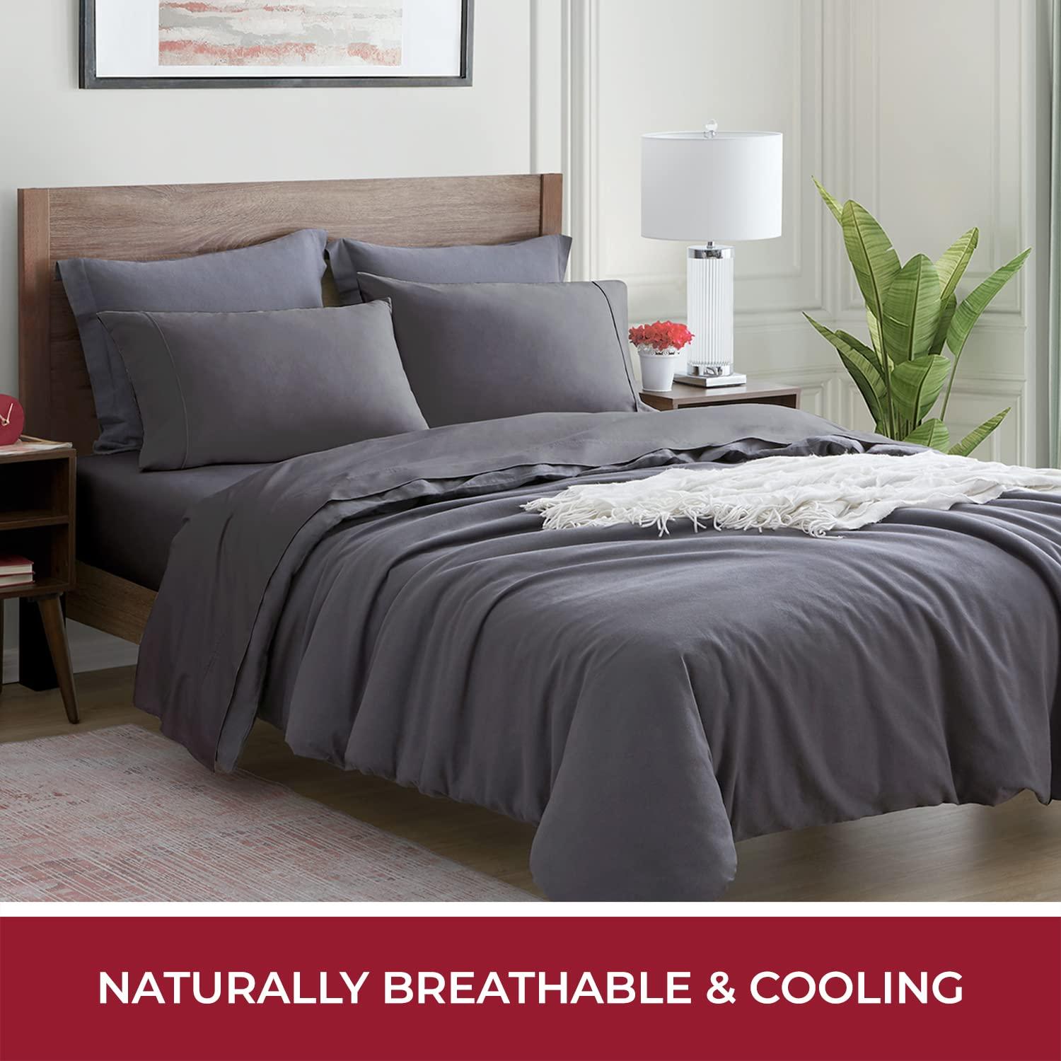Mellanni 400 Thread Count Cotton Sateen Bedding Set - 4 Piece White Bed Sheets Set - Fits Mattresses up to 16" Deep - Cooling Sheet for Hot Sleepers (Full, Ivory)
