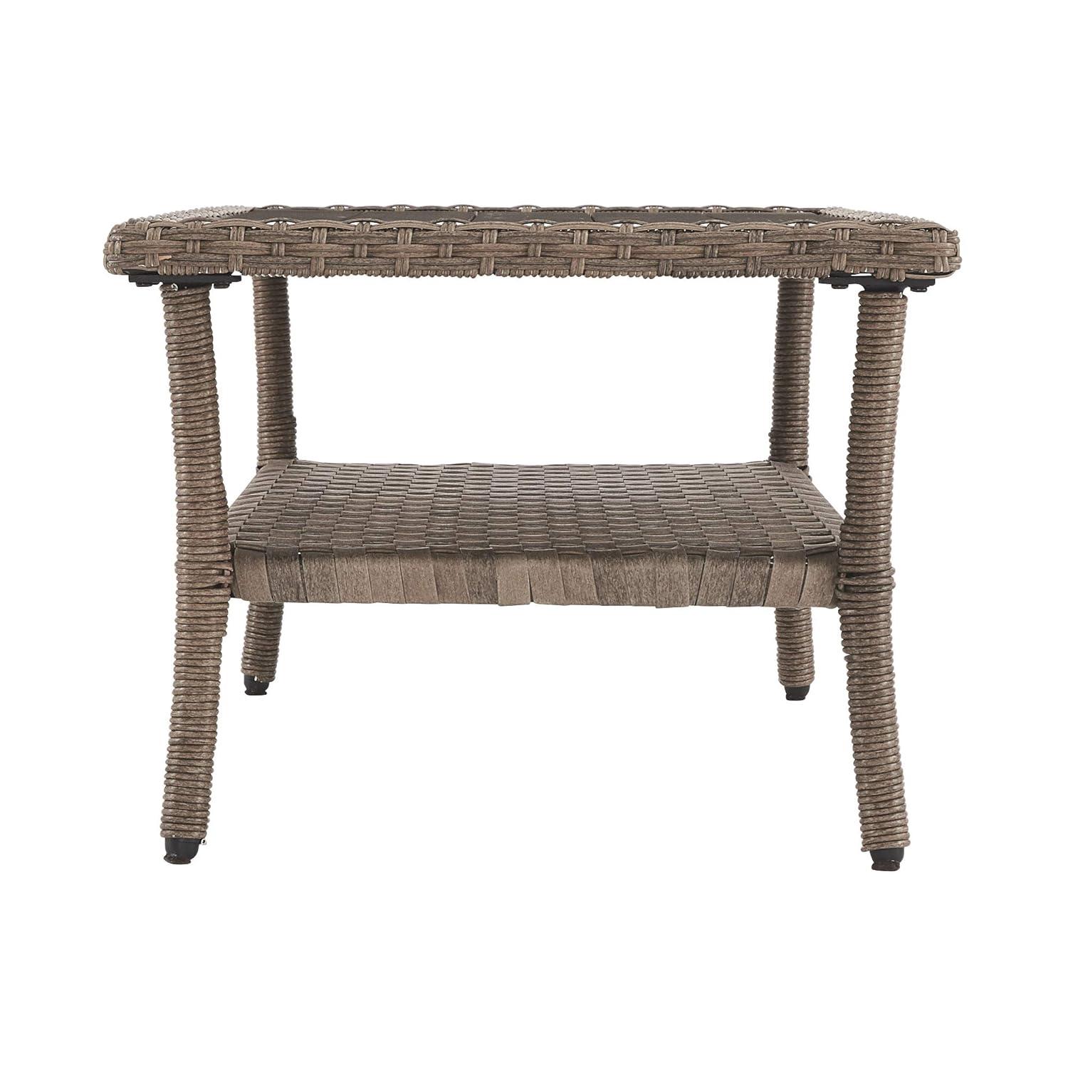 Outdoor Wicker Aluminum Base Light Brown Medium Coffee Table Garden Patio Furniture