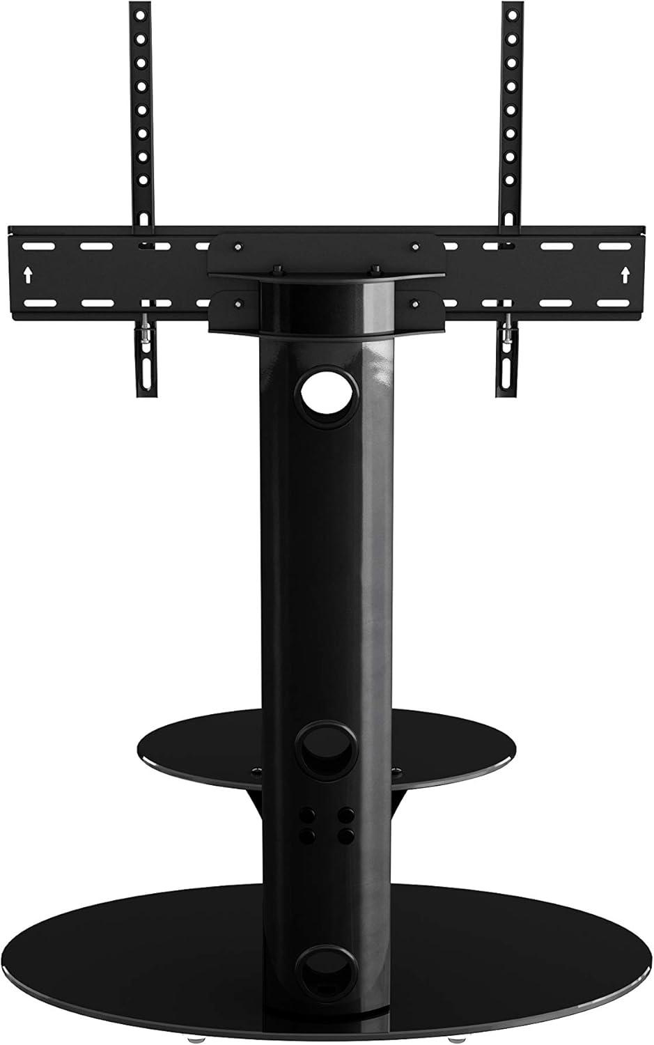 Lugano Black Tempered Glass Corner TV Stand with Mount for 32"-50"