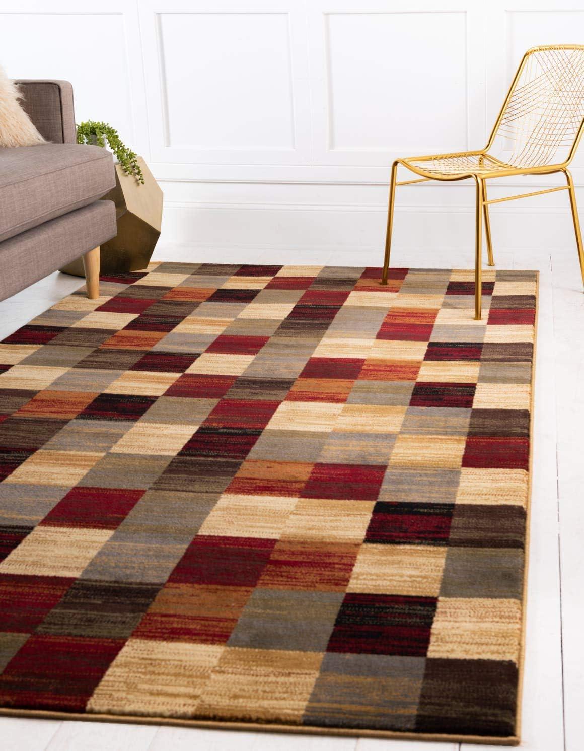 Unique Loom Barista Collection Area Rug - Gava (5' 3" x 8' Rectangle Multi/Brown)