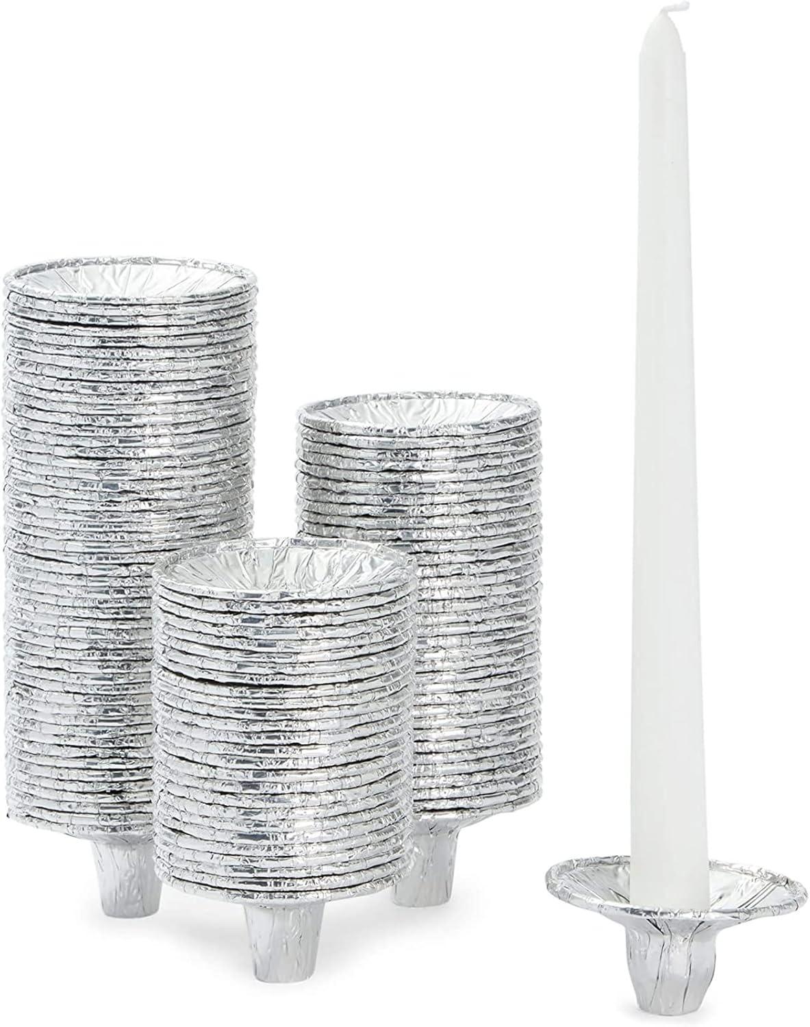 Disposable Aluminum Taper Candle Holders for Events, 200-Pack