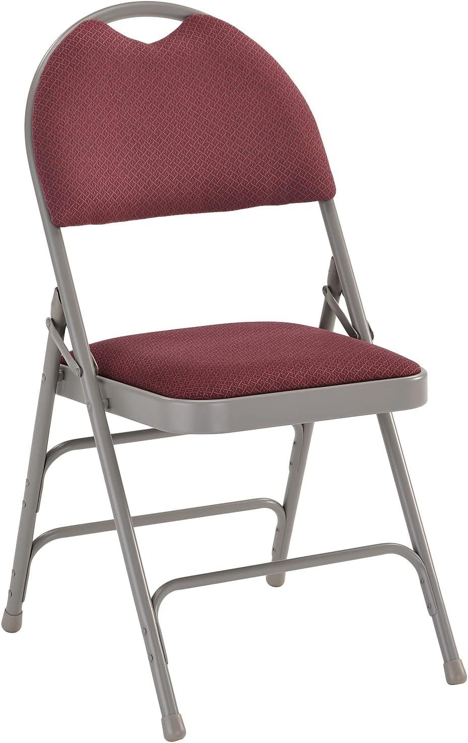 Flash Furniture 2 Pack HERCULES Series Ultra-Premium Triple Braced Burgundy Fabric Metal Folding Chair with Easy-Carry Handle