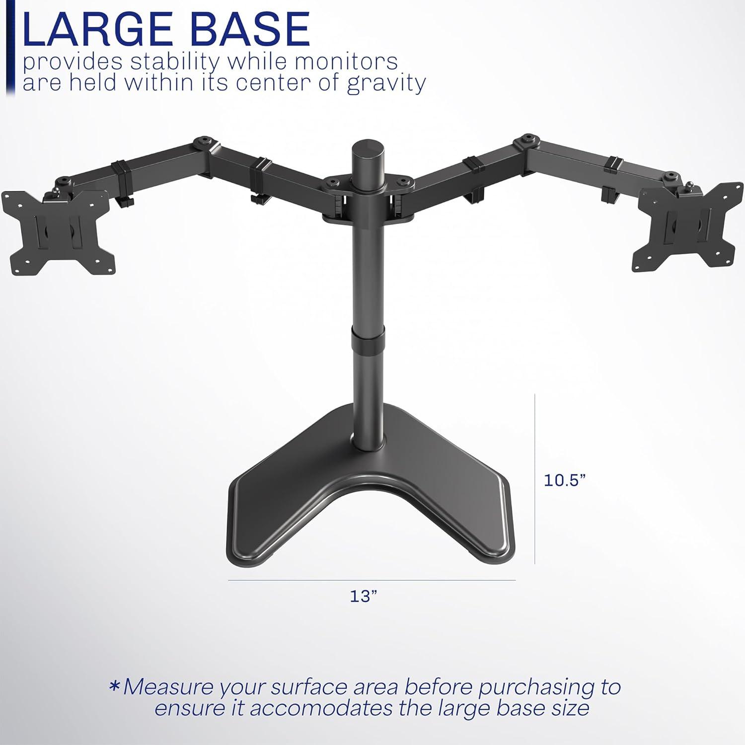 VIVO Black Dual Monitor Articulating Desk Stand Mount, Fits Up to 27" Screens