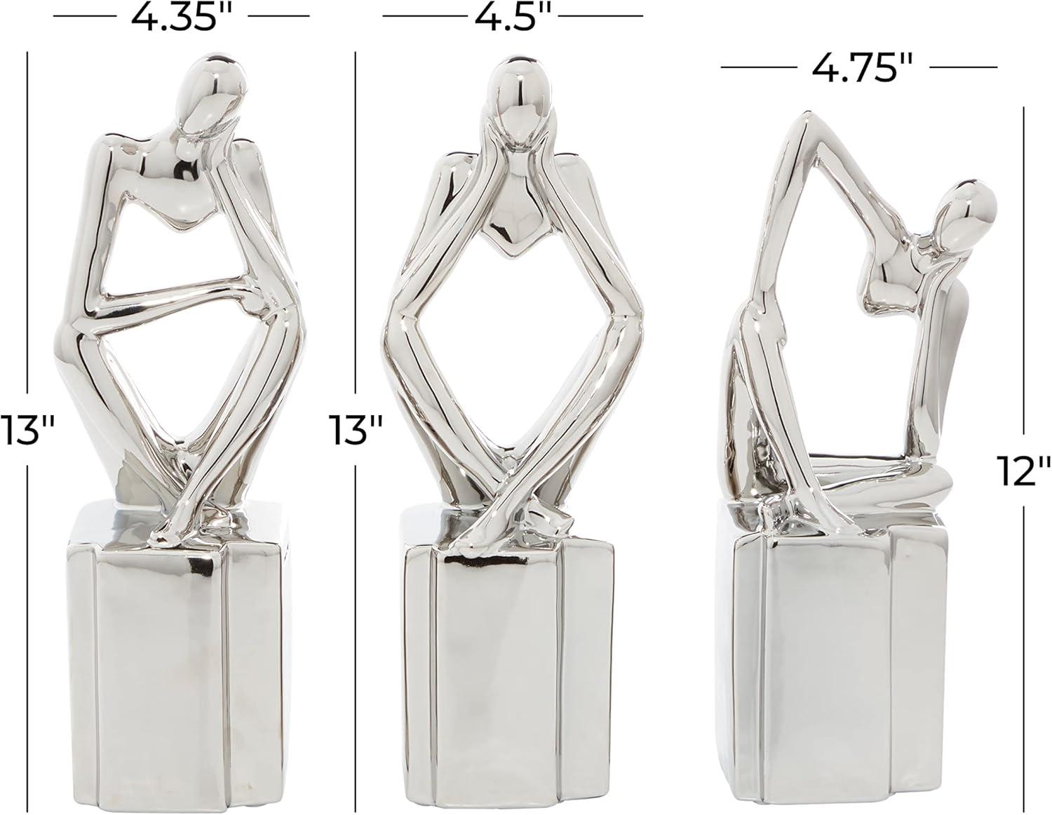 CosmoLiving by Cosmopolitan Porcelain Ceramic Sitting Thinker People Decorative Sculpture Set