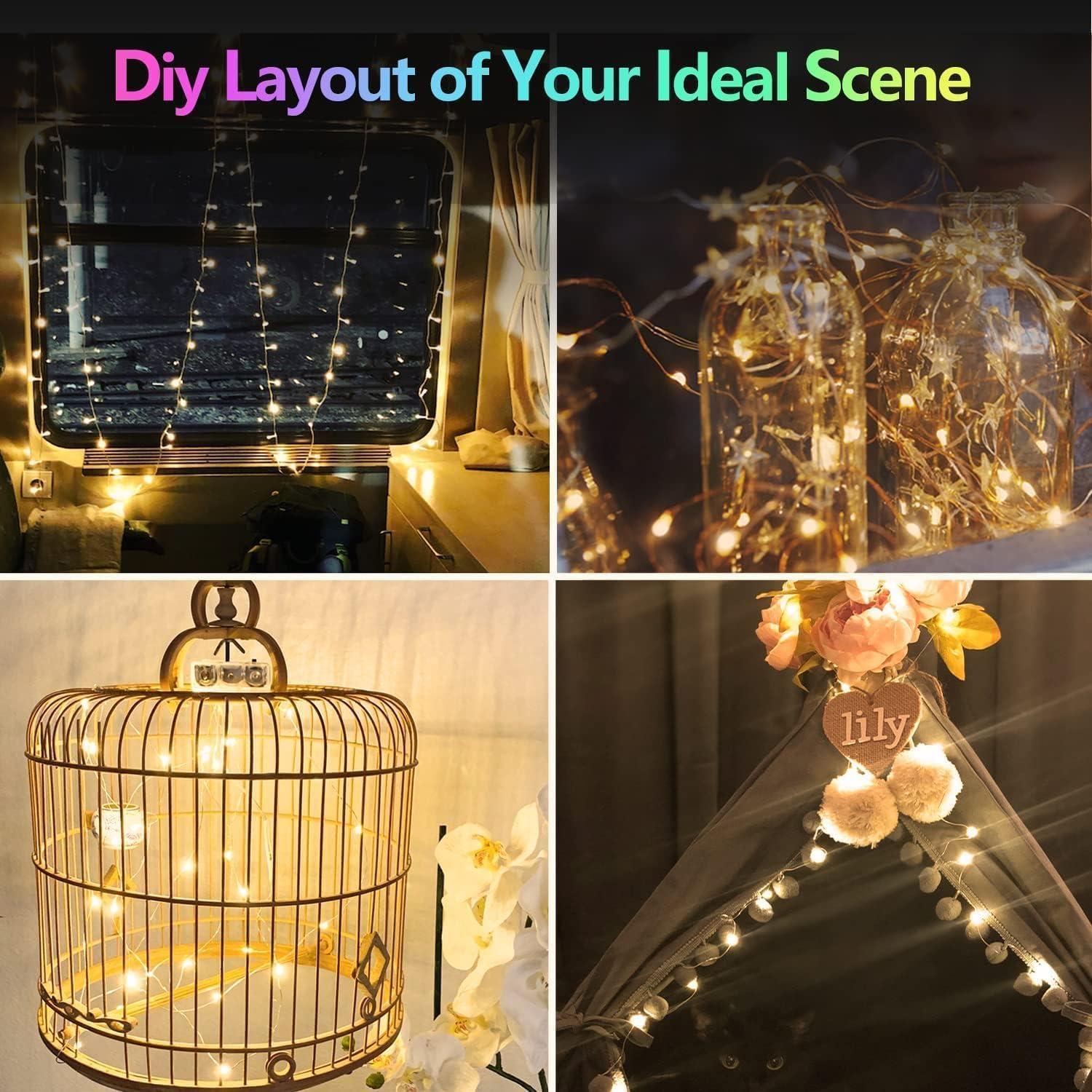 33 ft 100 LED Fairy Lights with Remote Timer, 2 Pack Twinkle String Lights for Bedroom, Party, Christmas Decor, Warm White