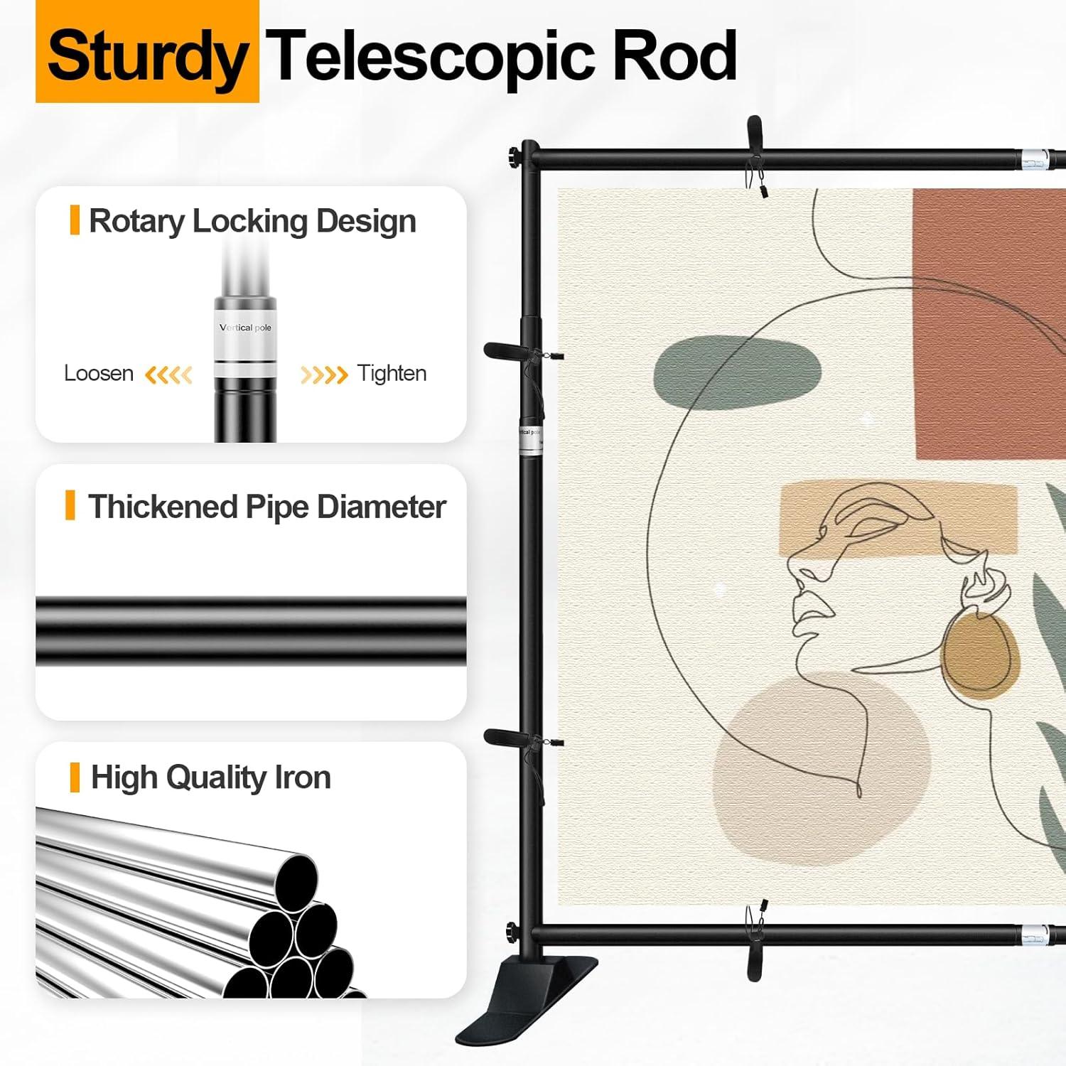 EMART 10x10 ft Heavy Duty Banner Backdrop Stand Kit, Adjustable Frame for Step and Repeat Backdrops, Ideal for Photography, Trade Shows, and Photo Booths