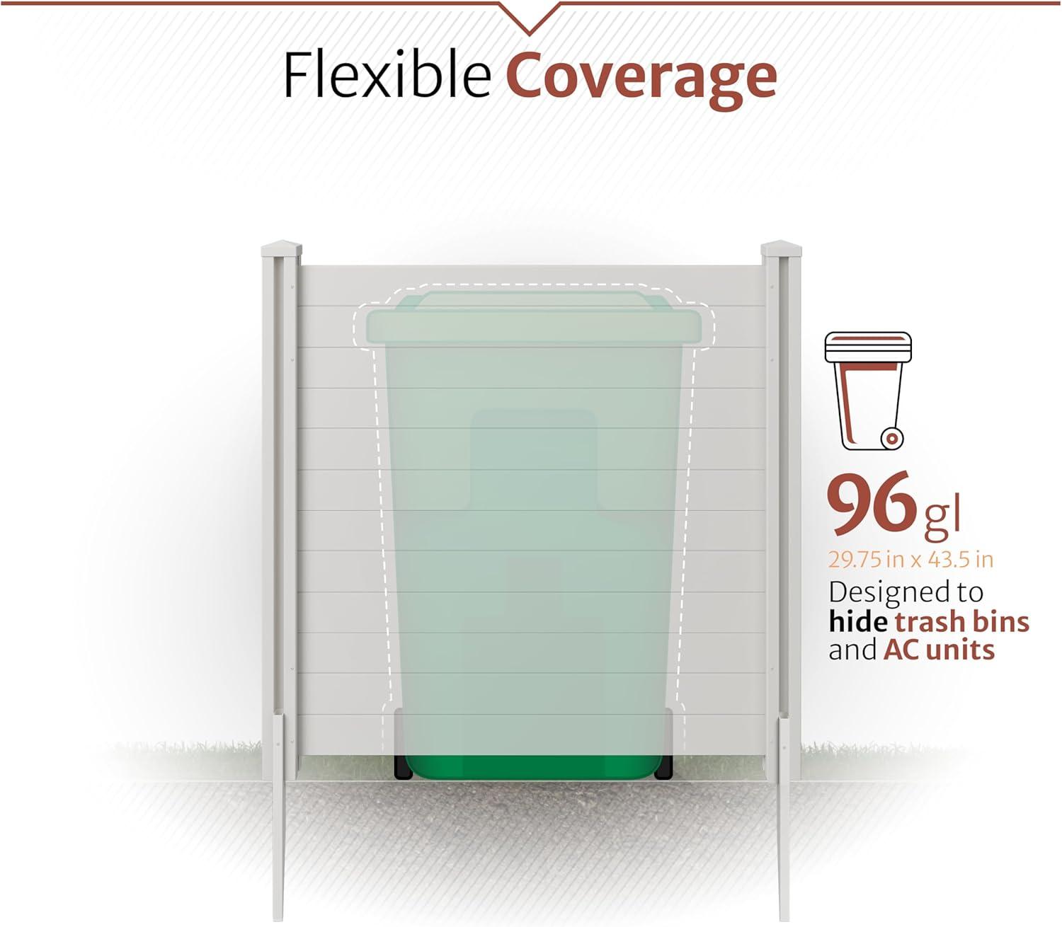 4ft H x 4ft W (2 Panels) No Dig Enclo Premium White Vinyl Privacy Screen, Outdoor Privacy Panels, Use As Air Conditioner Fence, Trash Can Enclosure, Pool Equipment Enclosure, ZP19014