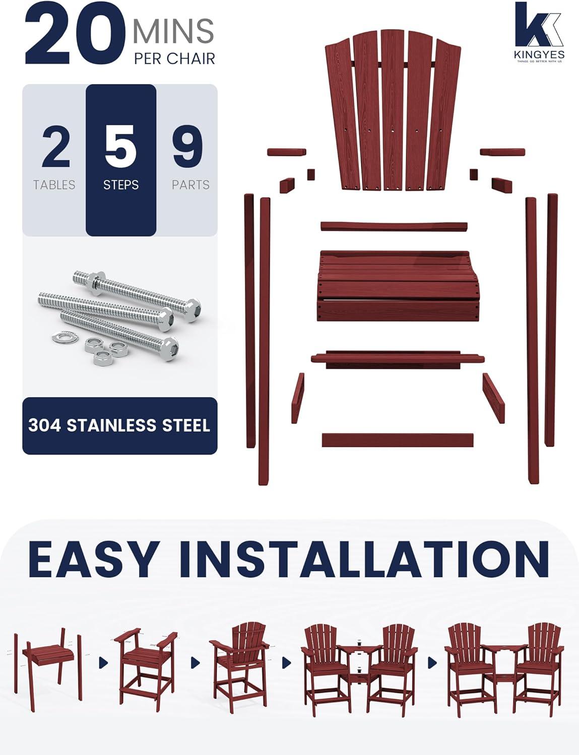 Rosecliff Heights Wolak HDPE Outdoor Adirondack Chair Set With Table