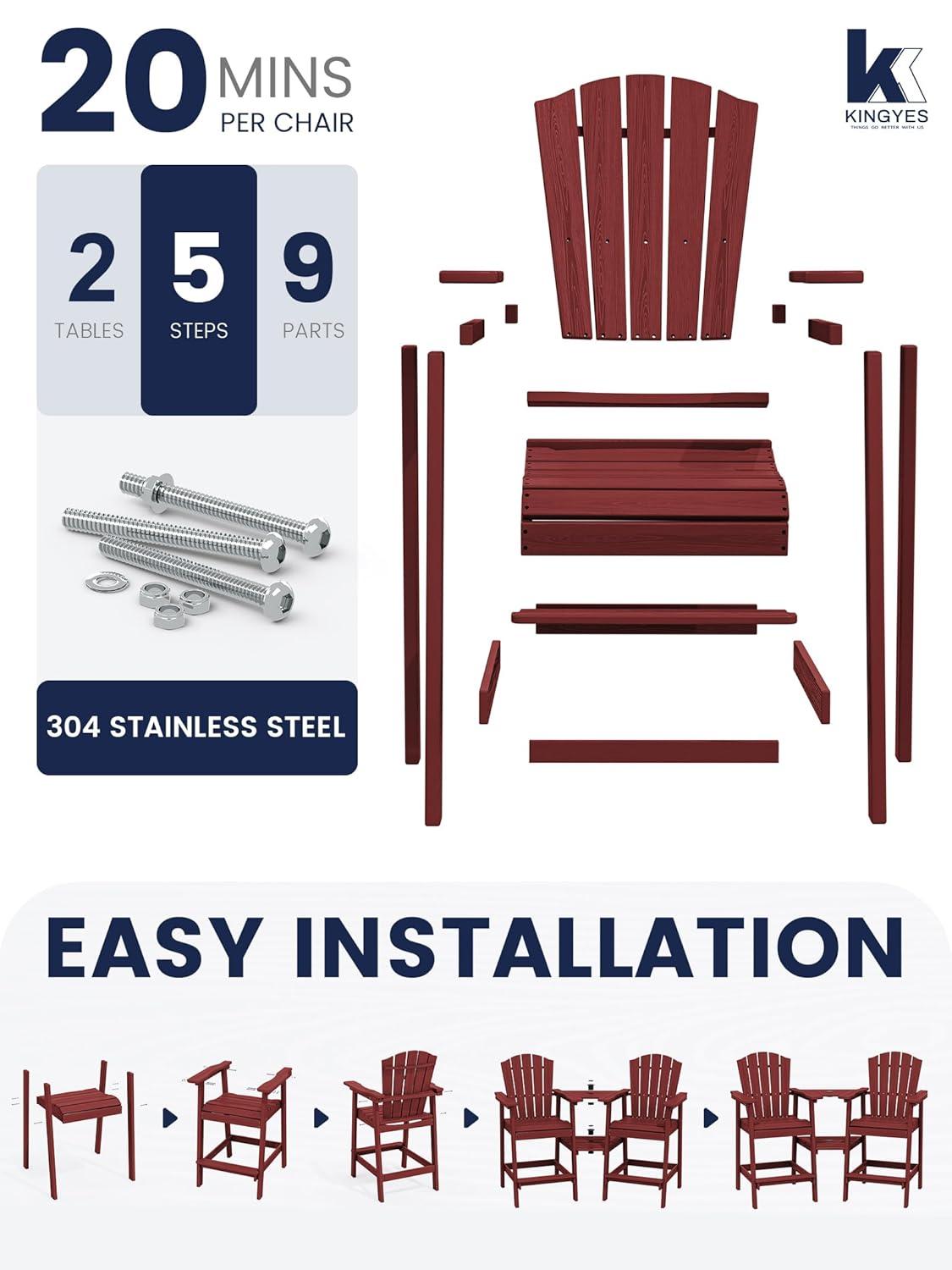 Rosecliff Heights Wolak HDPE Outdoor Adirondack Chair Set With Table