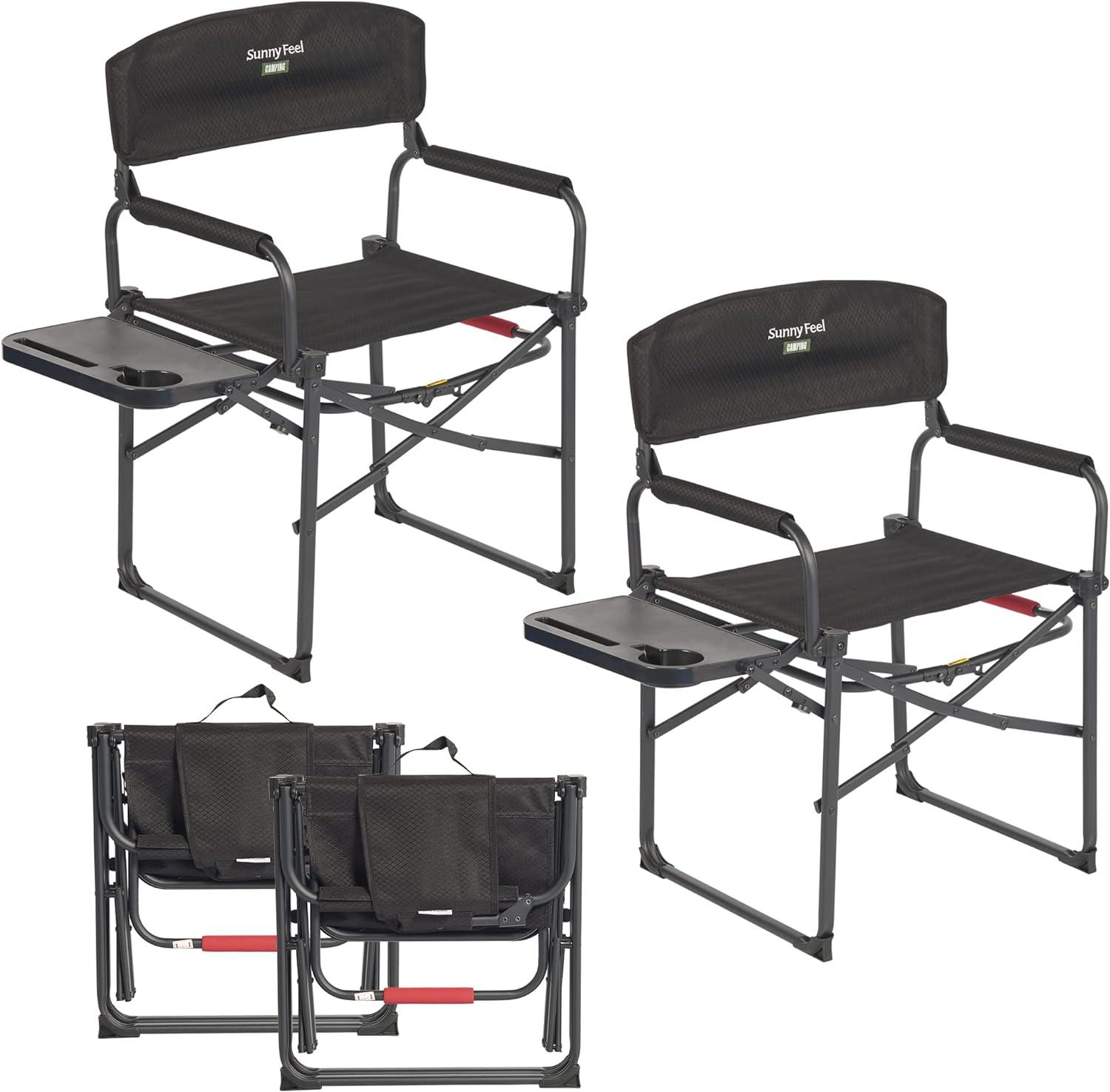 Sunnyfeel Adventure Black & Gray Portable Director's Camping Chair