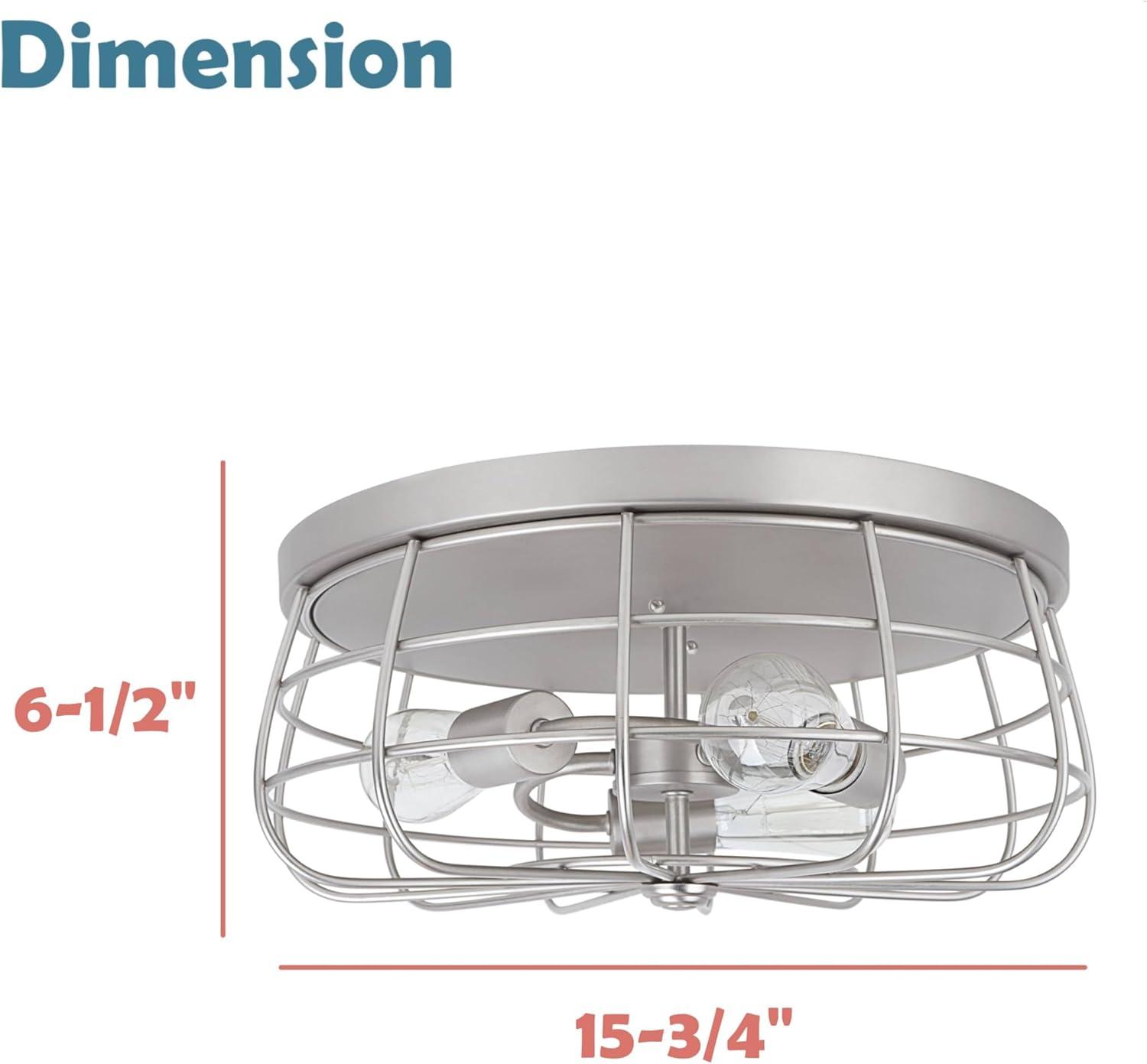 Aspen Creative 63020-11 Three-Light Flush Mount Ceiling Light Fixture, Transitional Design in Brushed Nickel Finish, Wire Shade, 15-3/4" Diameter