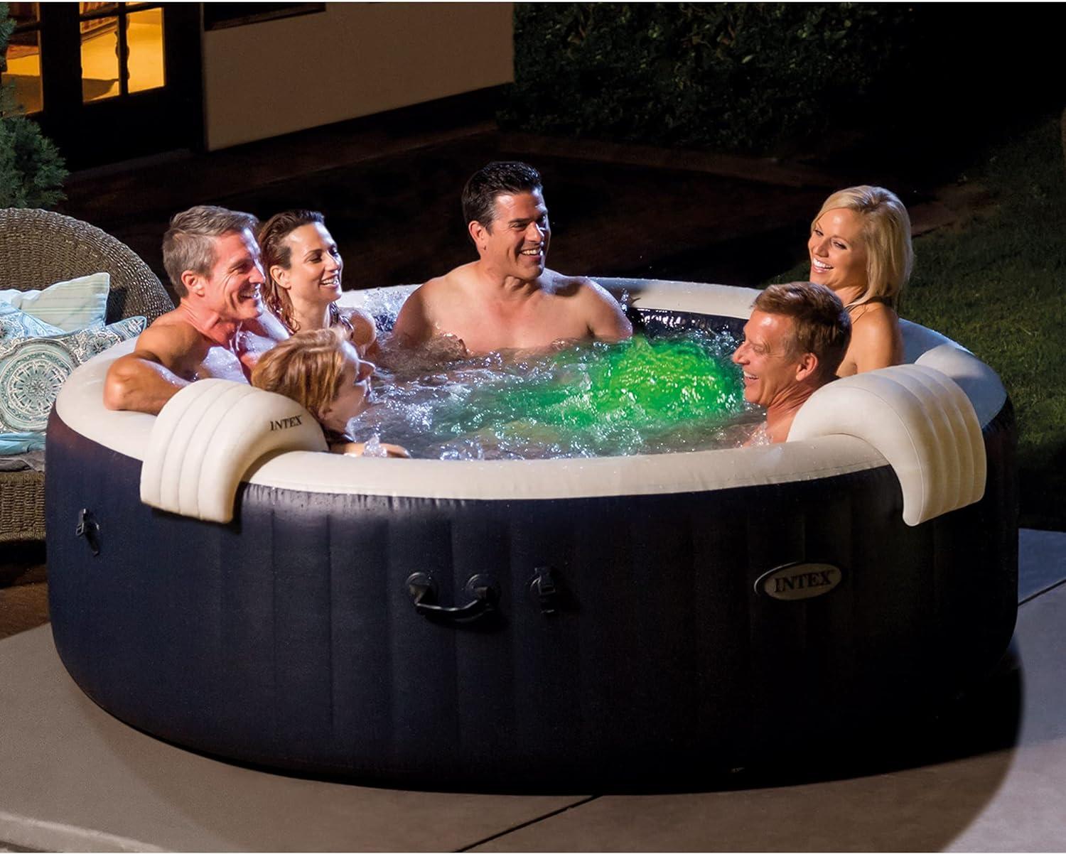 Intex PureSpa Plus 4 or 6 Person Portable Inflatable Round Hot Tub Spa with Soothing Bubble Jets and Built In Heater Pump