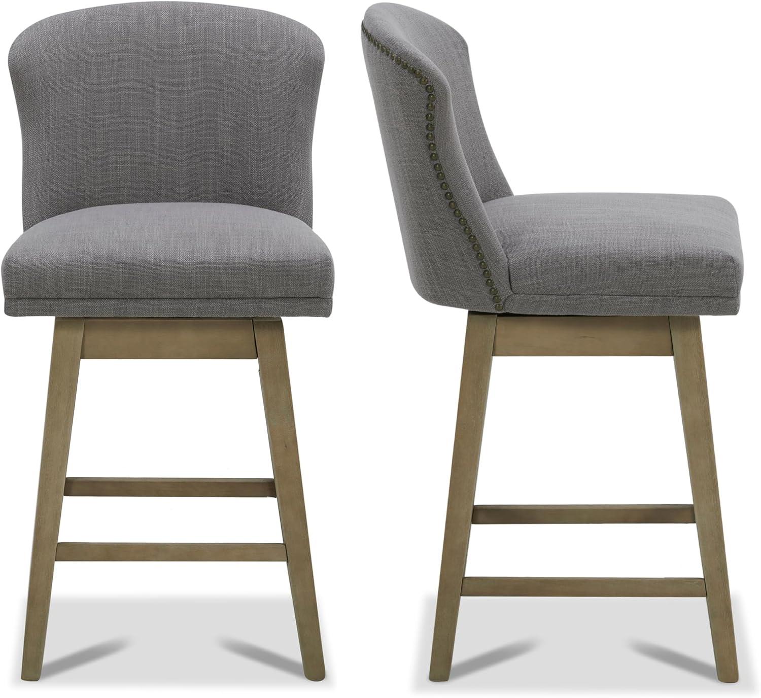 Flint Gray Performance Fabric Swivel Counter Stools Set of 2