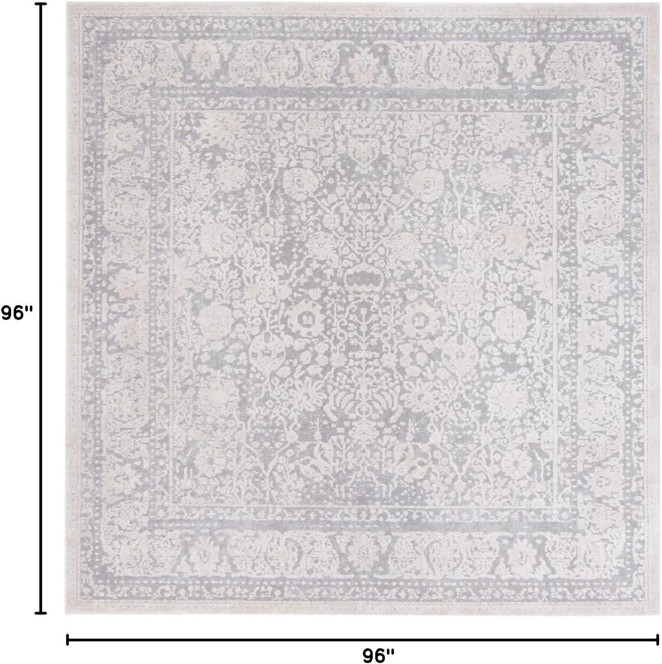 SAFAVIEH Reflection Lynna Traditional Area Rug, Light Grey/Cream, 8' x 8' Square