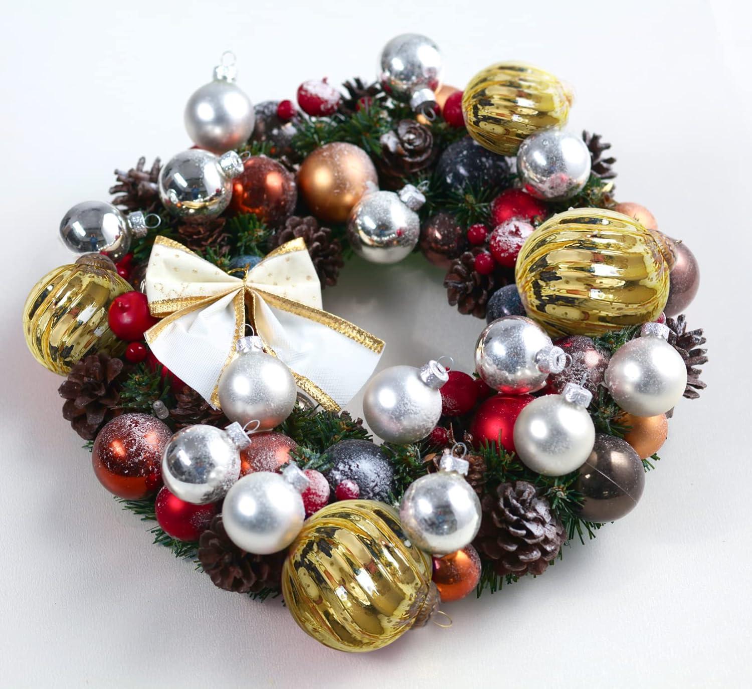 Set of 4 Gold Mercury Glass Ornaments (3.15" Classic Twist Ball) Perfect for Christmas Tree, Hanging Holiday Decoration, Gifts & Home Decor