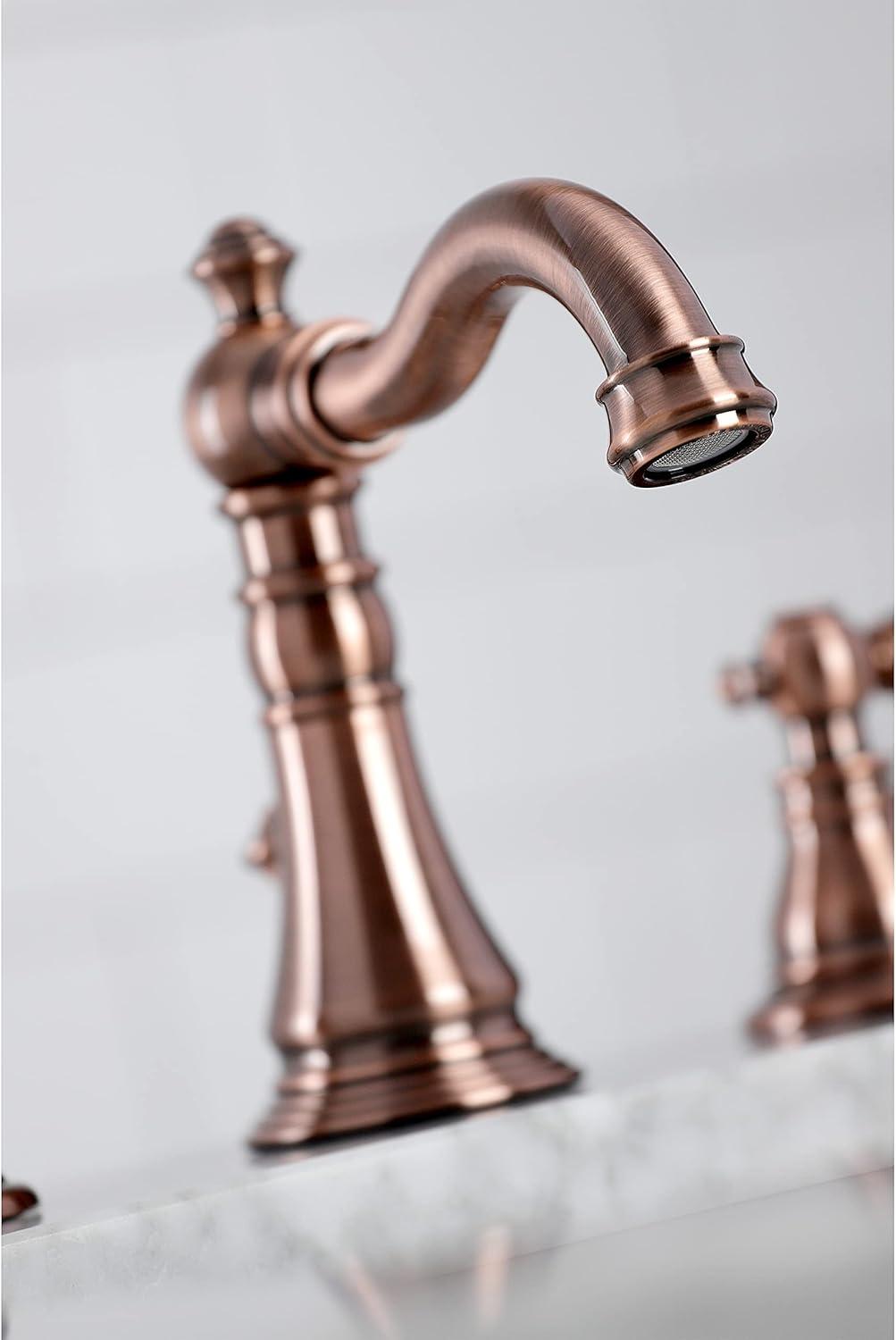 Duchess Antique Copper Widespread Bathroom Faucet with Porcelain Handles