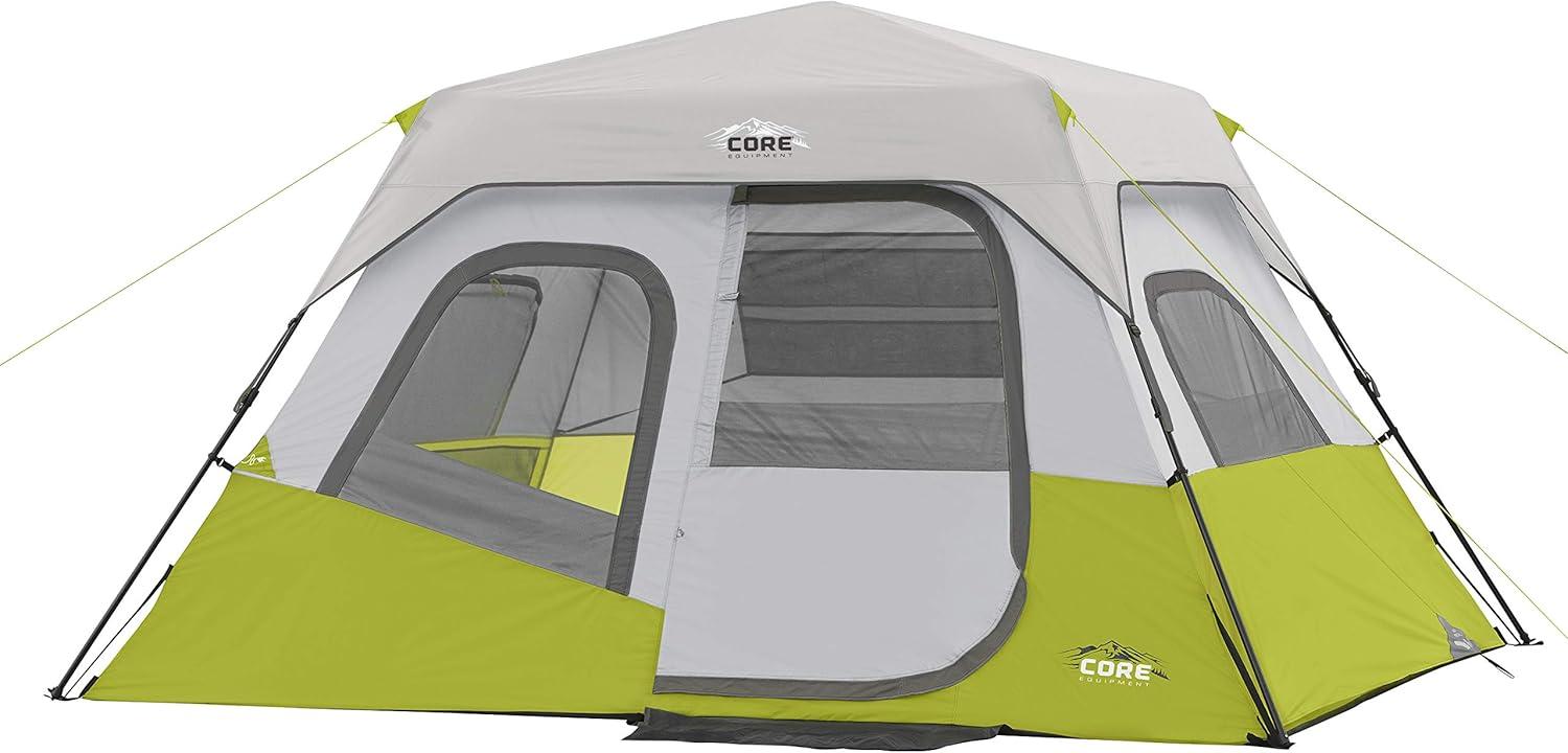 CORE 6 Person Light Gray and Green Instant Cabin Tent with Carry Bag