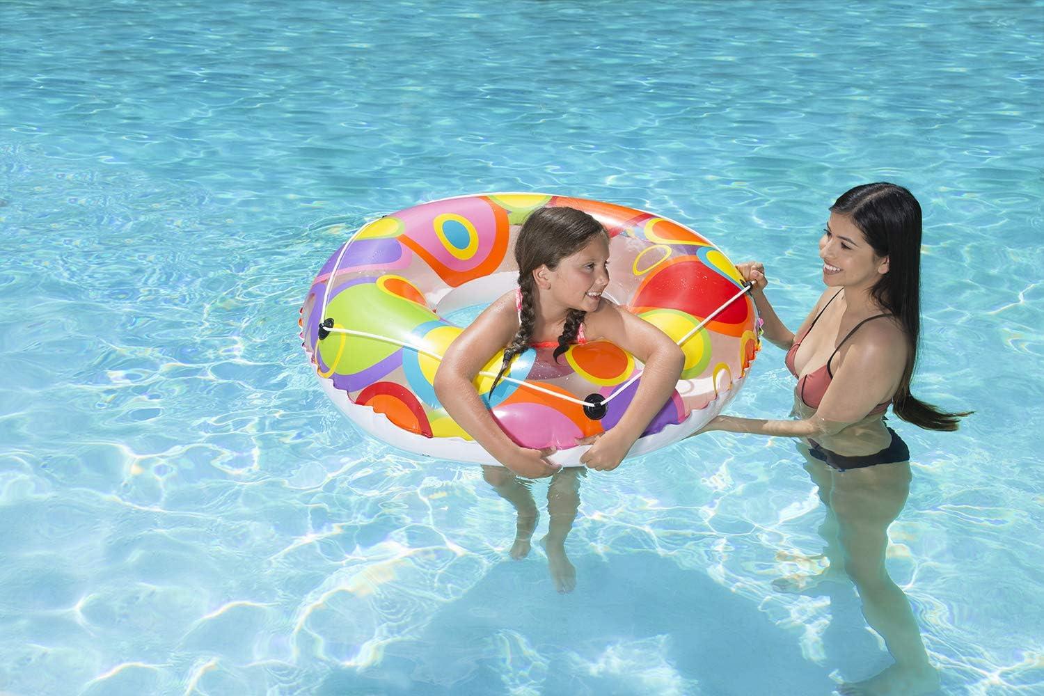 Oversized Multicolor Vinyl Pool Tube with Bright Circles