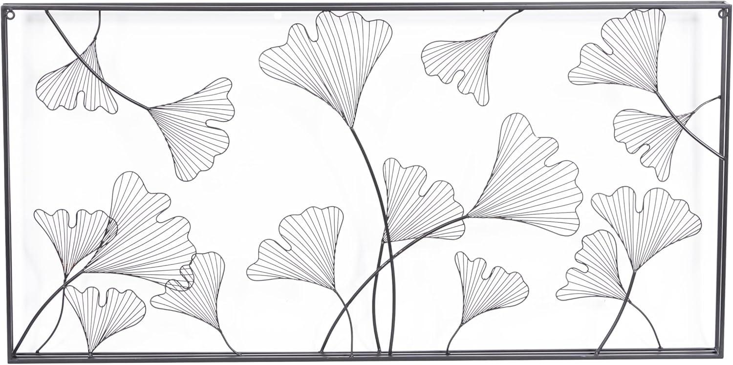 DecMode Gold Metal Floral Wall Decor with Black Frame