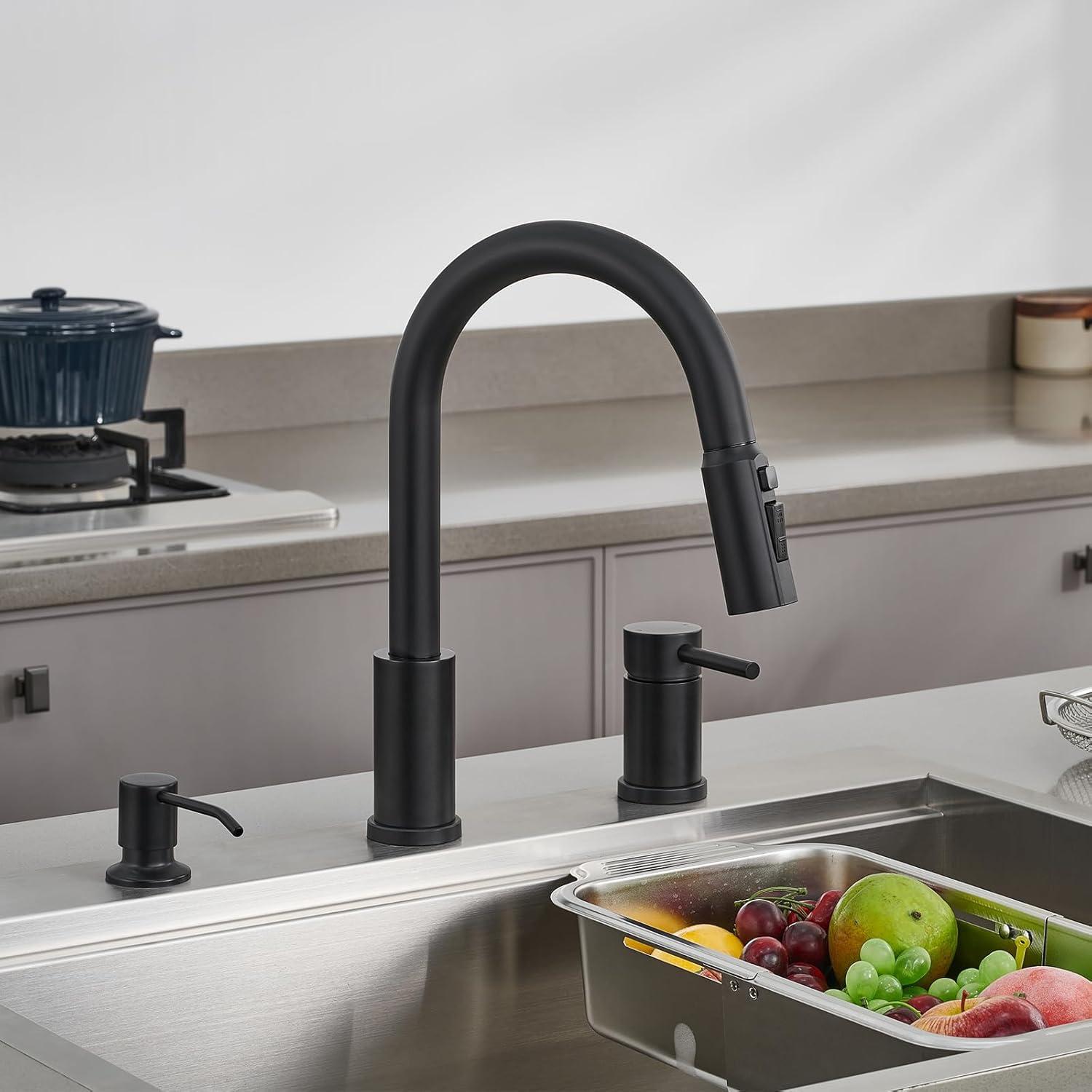 Kitchen Faucet with Pull Down Sprayer, Kitchen Sink Faucet, Single Handle Stainless Steel