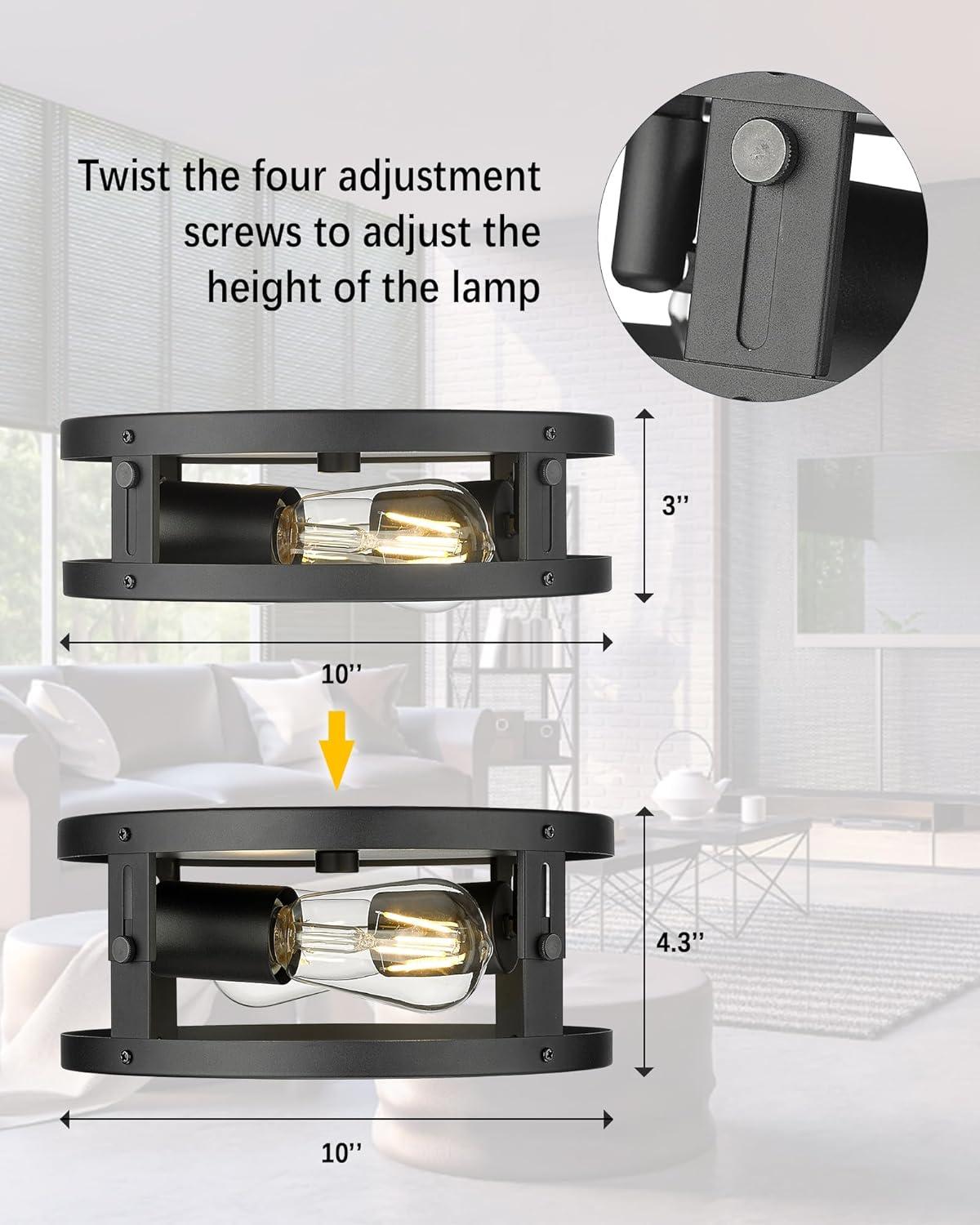 Matte Black Farmhouse Flush Mount Ceiling Light Set