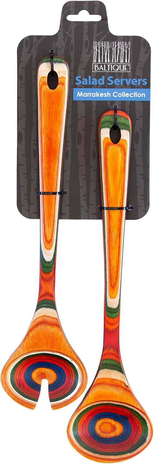 Baltique® Marrakesh Collection Wooden Salad Serving Utensil Set, 11-3/4" Long, One Pair