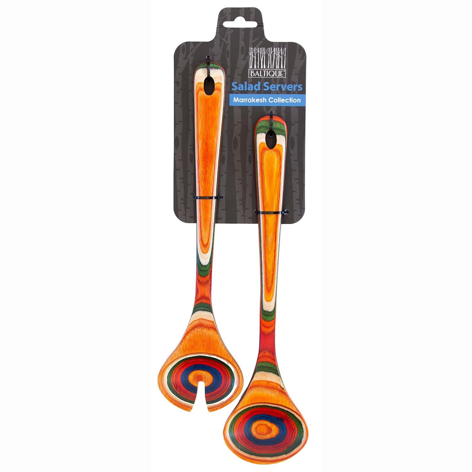 Baltique® Marrakesh Collection Wooden Salad Serving Utensil Set, 11-3/4" Long, One Pair