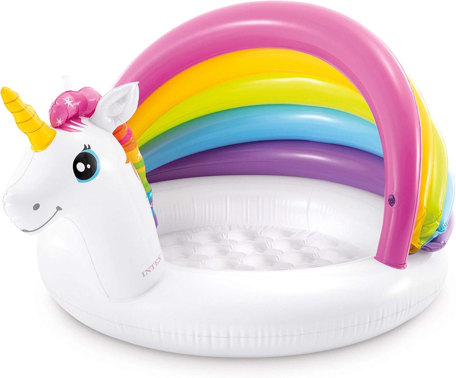 Intex Intex 57113EP 50 Inch Unicorn Design Outdoor Baby Swimming Pool, Multicolor