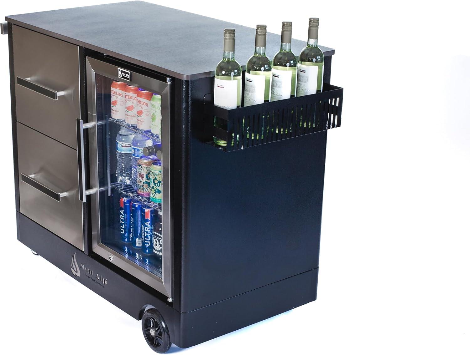 Stainless Steel Outdoor Bar Cart with Wine Rack and Storage