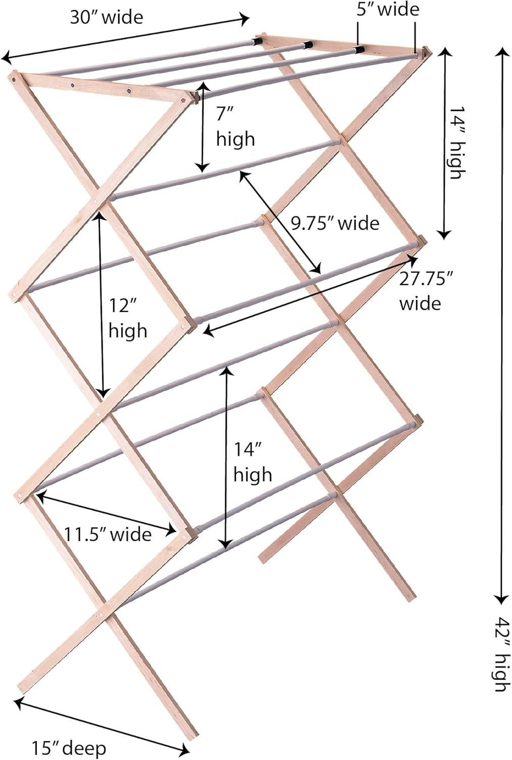 Collapsible Wooden Clothes Drying Rack with PVC Coated Dowels