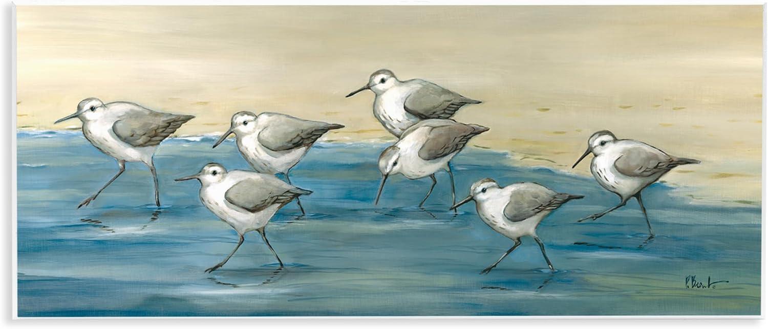 Stupell Industries Sandpiper Bird Flock Beach Shoreline Painting Unframed Art Print Wall Art, Design by Paul Brent
