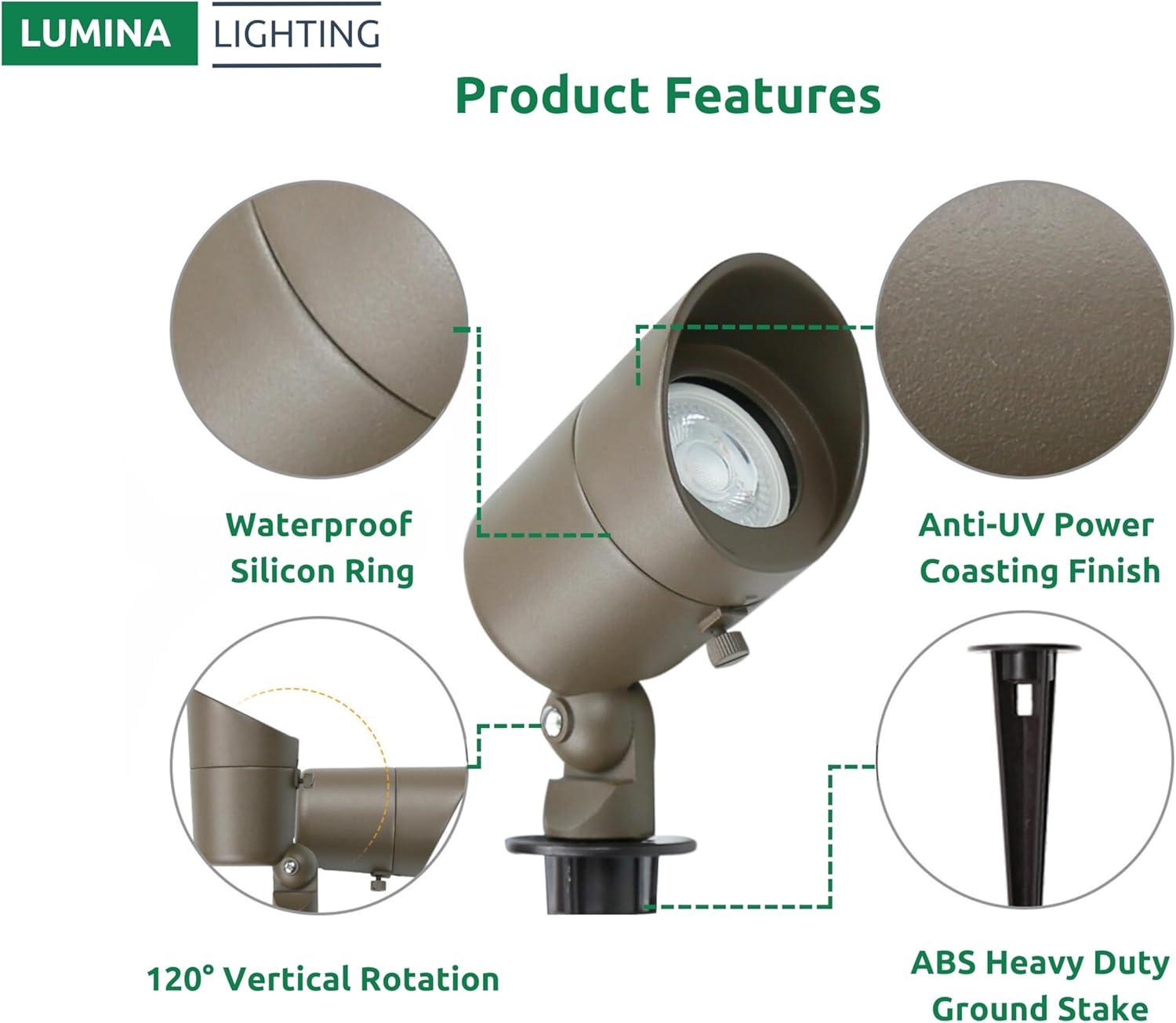 4W Landscape Spotlights (2-Pack) | Low Voltage Outdoor Spot Lights - 12V 3000K Outdoor LED Spotlight | Landscape Spotlight for House Lighting Tree Lighting | MR16 4W LED Bulb (Bronze)