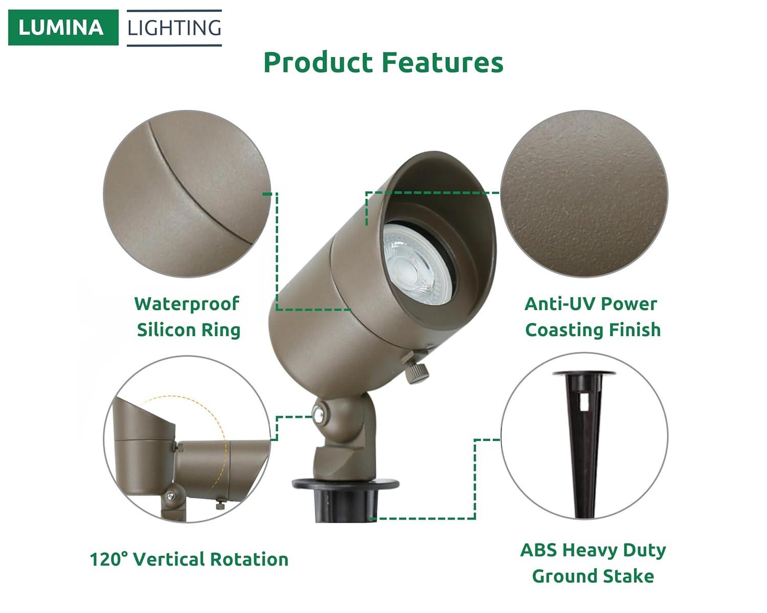 4W Landscape Spotlights (2-Pack) | Low Voltage Outdoor Spot Lights - 12V 3000K Outdoor LED Spotlight | Landscape Spotlight for House Lighting Tree Lighting | MR16 4W LED Bulb (Bronze)