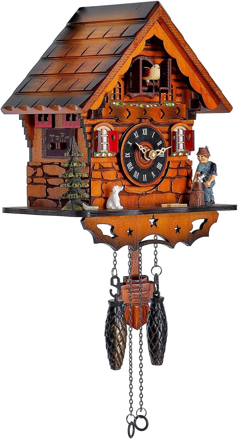 Traditional Wooden Black Forest Cuckoo Clock with Pendulum