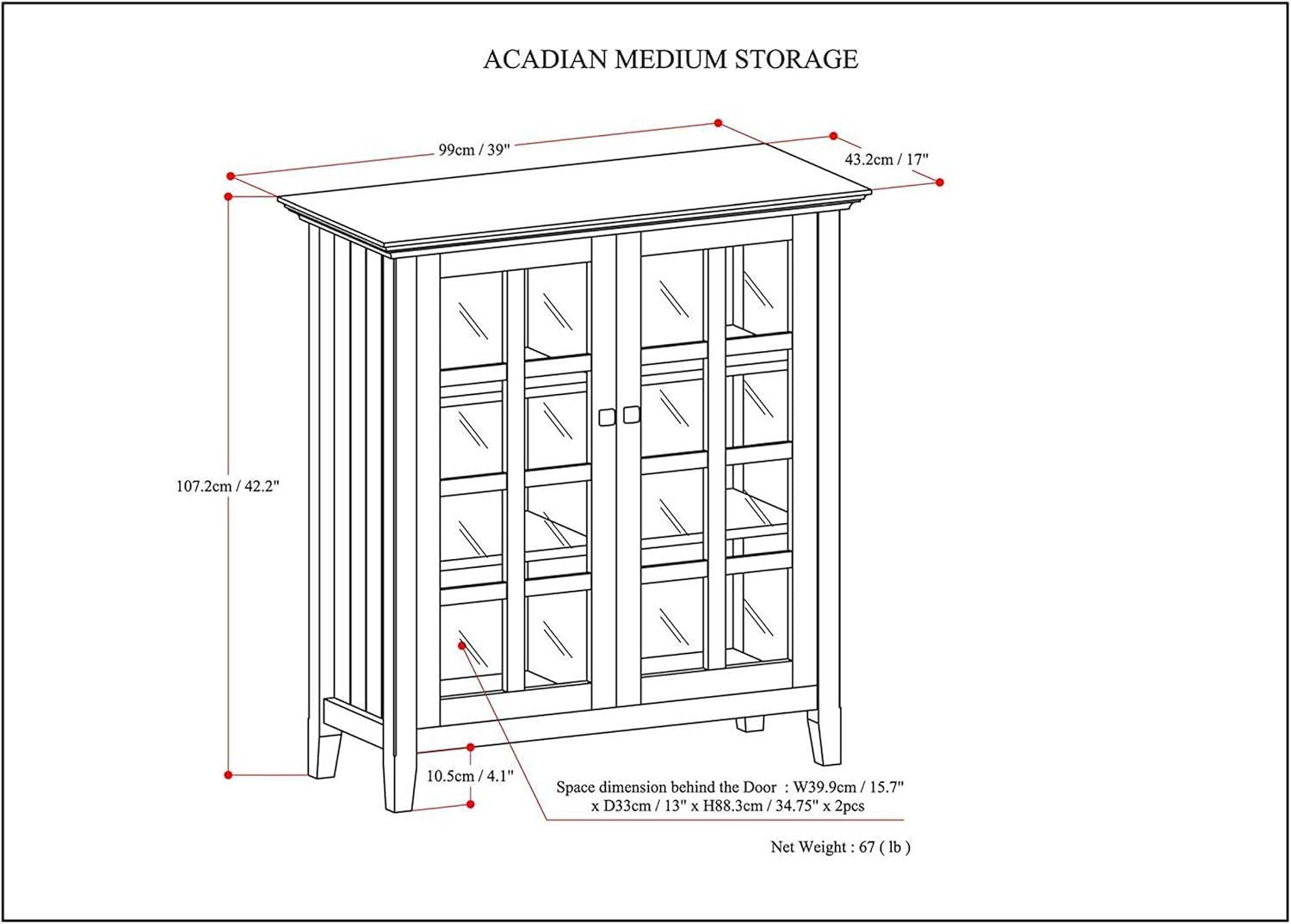 Simpli Home Acadian Solid Wood Medium Storage Cabinet In White