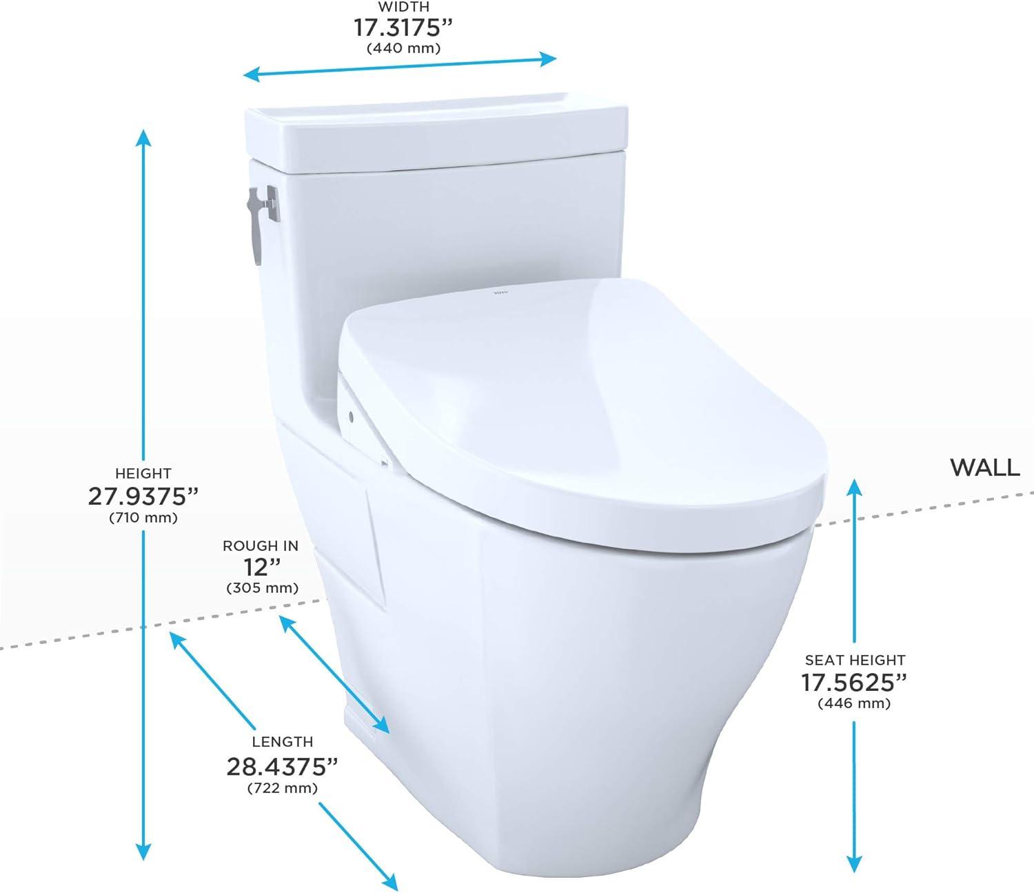 Aimes® 1.28 GPF Elongated One-Piece Toilet with S500e Electronic Bidet Seat