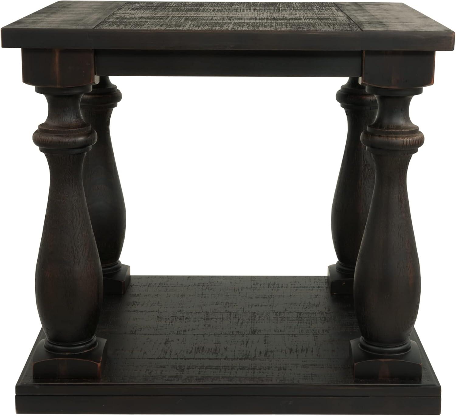 Signature Design By Ashley Mallacar Traditional Square End Table With Floor Shelf, Black