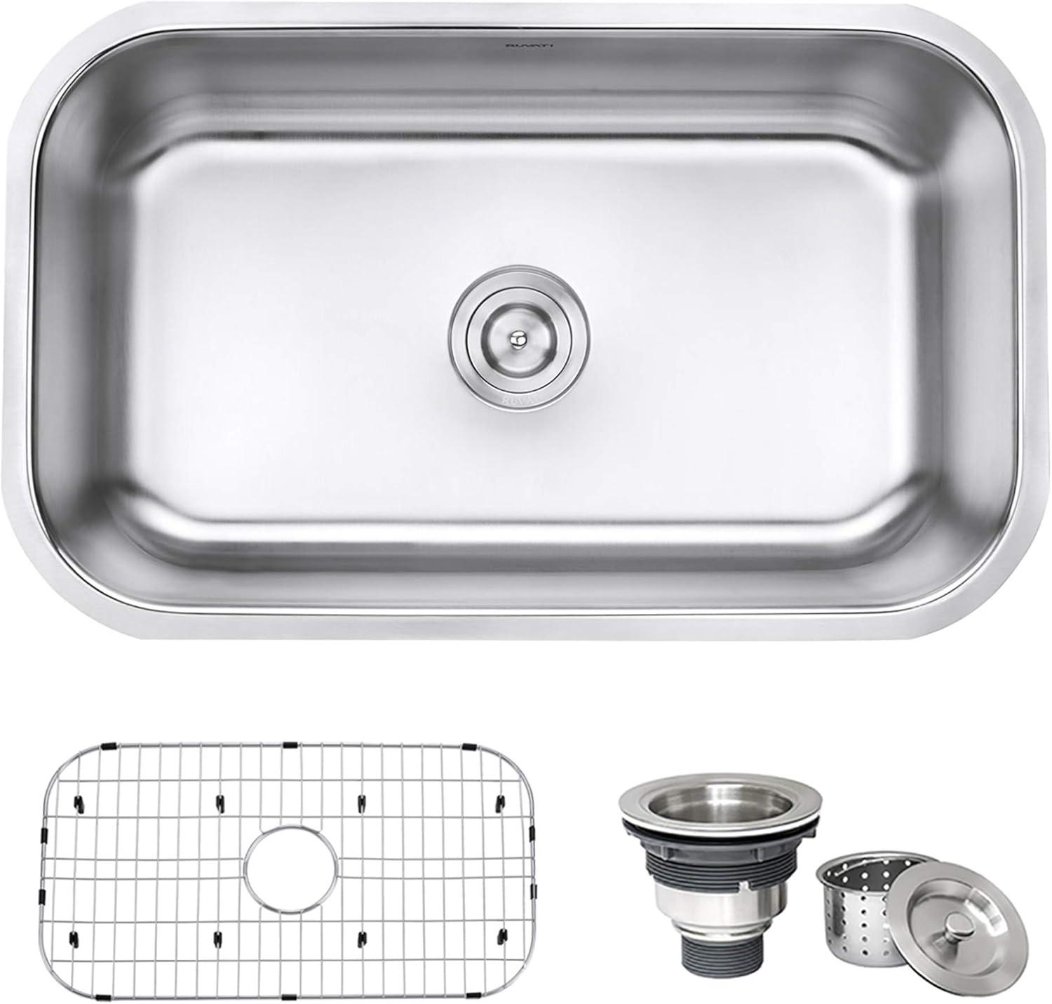 30 in. Undermount 16 Gauge Stainless Steel Kitchen Sink Single Bowl