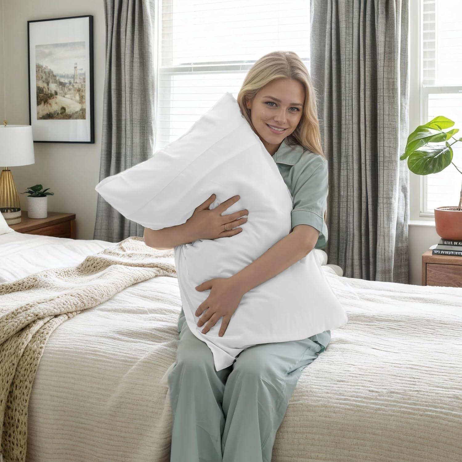 Bedsure Bedsure Pillow Cases Queen Size Set Of 2 - Polyester & Rayon Derived From Bamboo Cooling Pillowcase, Breathable, Soft And Wrinkle-Free Pillow Covers With Envelope Closure, Gifts, 20X30 Inches