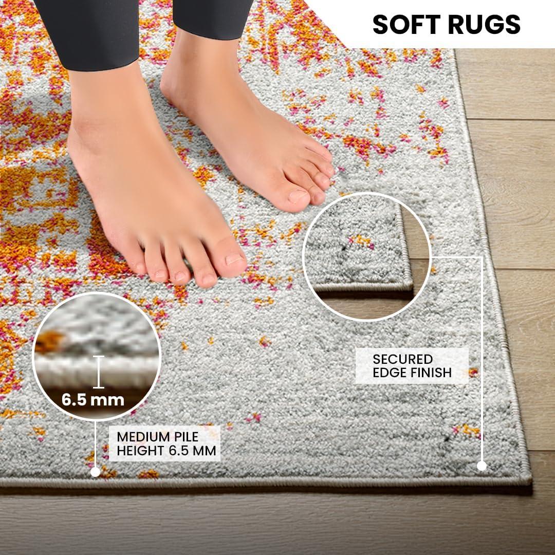 Livabliss 3'11"x5'7" Worsham Traditional Rug Orange: Medium Pile, Fade & Stain-Resistant, Indoor Use