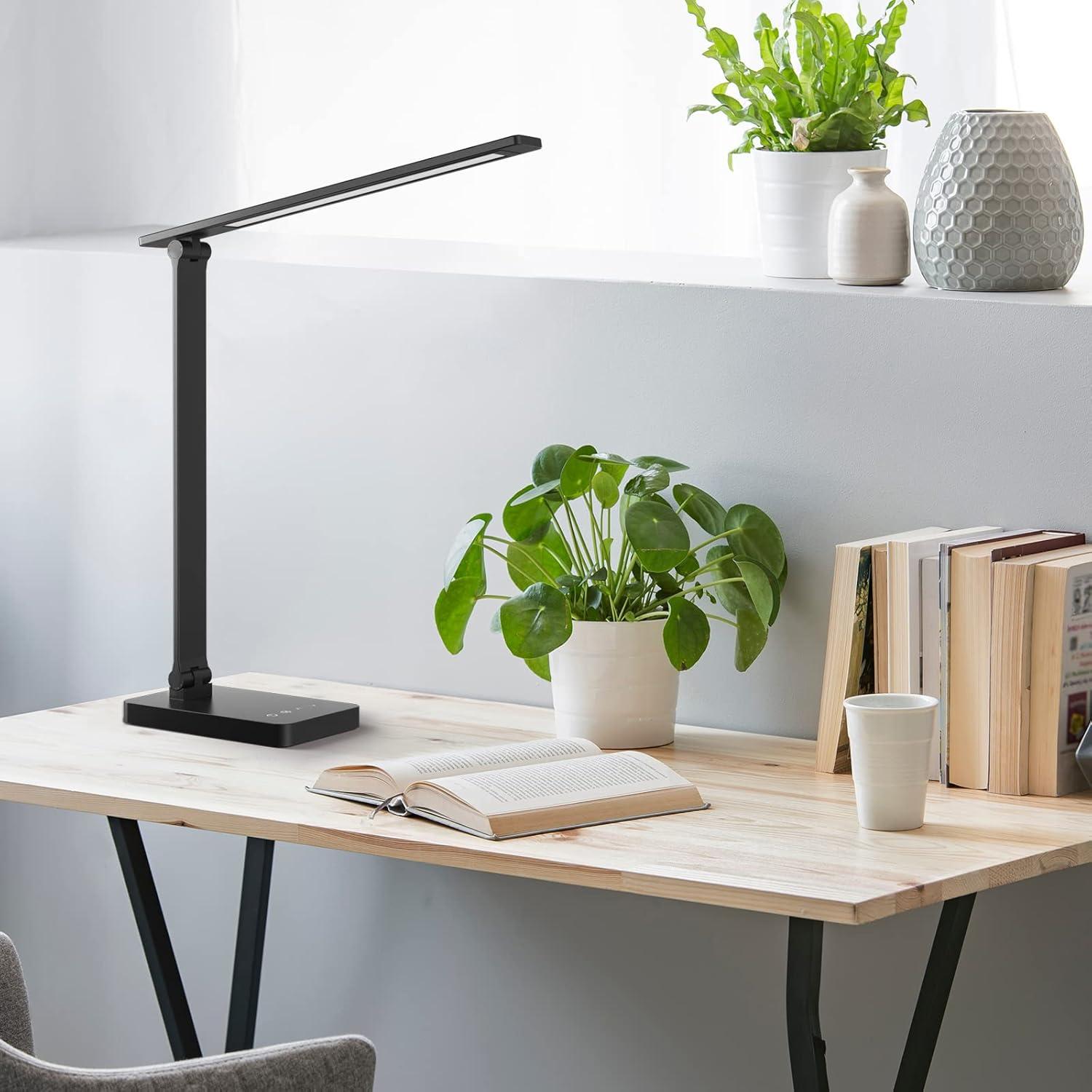 Black Matte Adjustable LED Desk Lamp with Touch Control