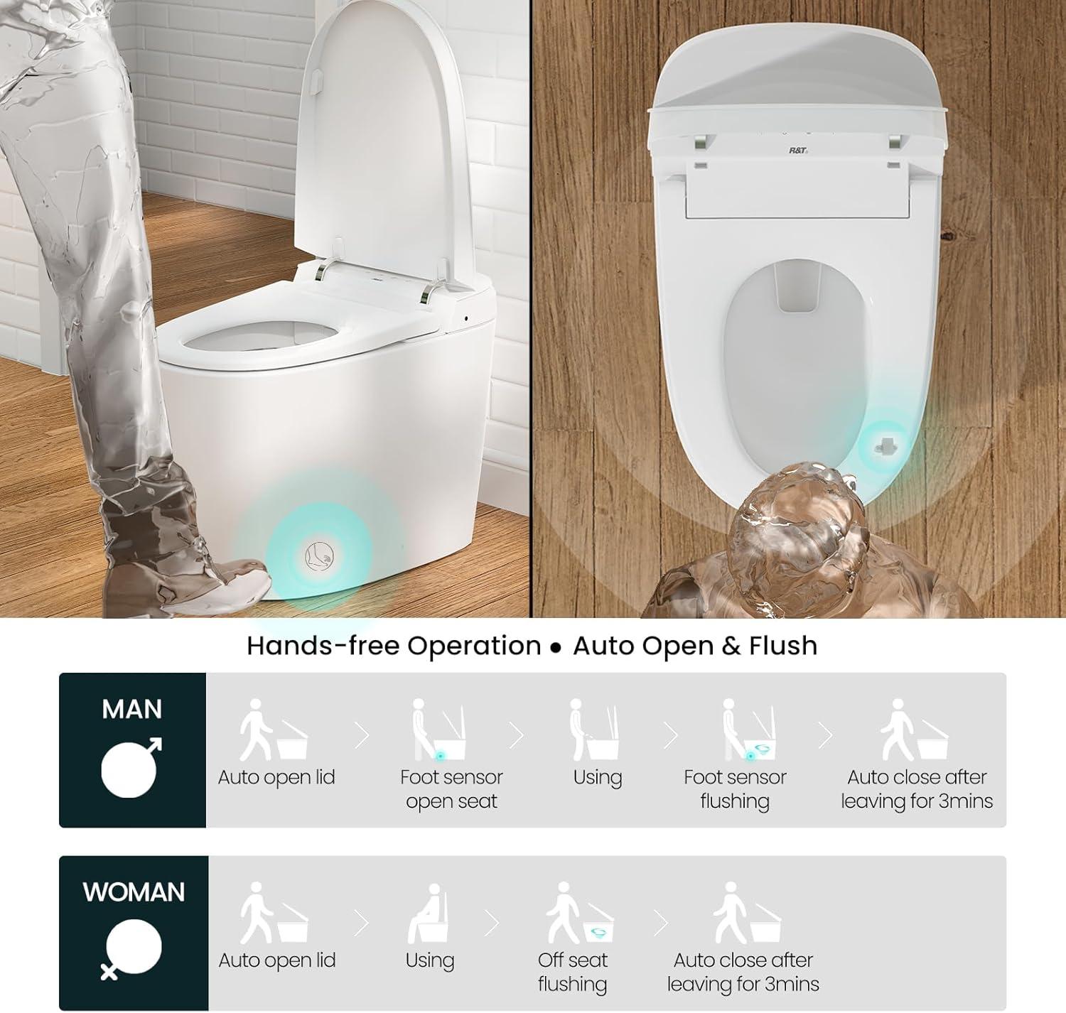 White High Efficiency One-Piece Smart Toilet with Bidet