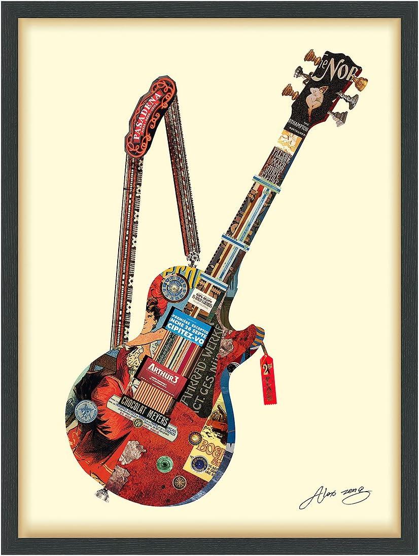 Empire Art Direct Electric Guitar Dimensional Collage Framed Graphic Art Under Glass Wall Art, 25" x 33" x 1.4", Ready to Hang