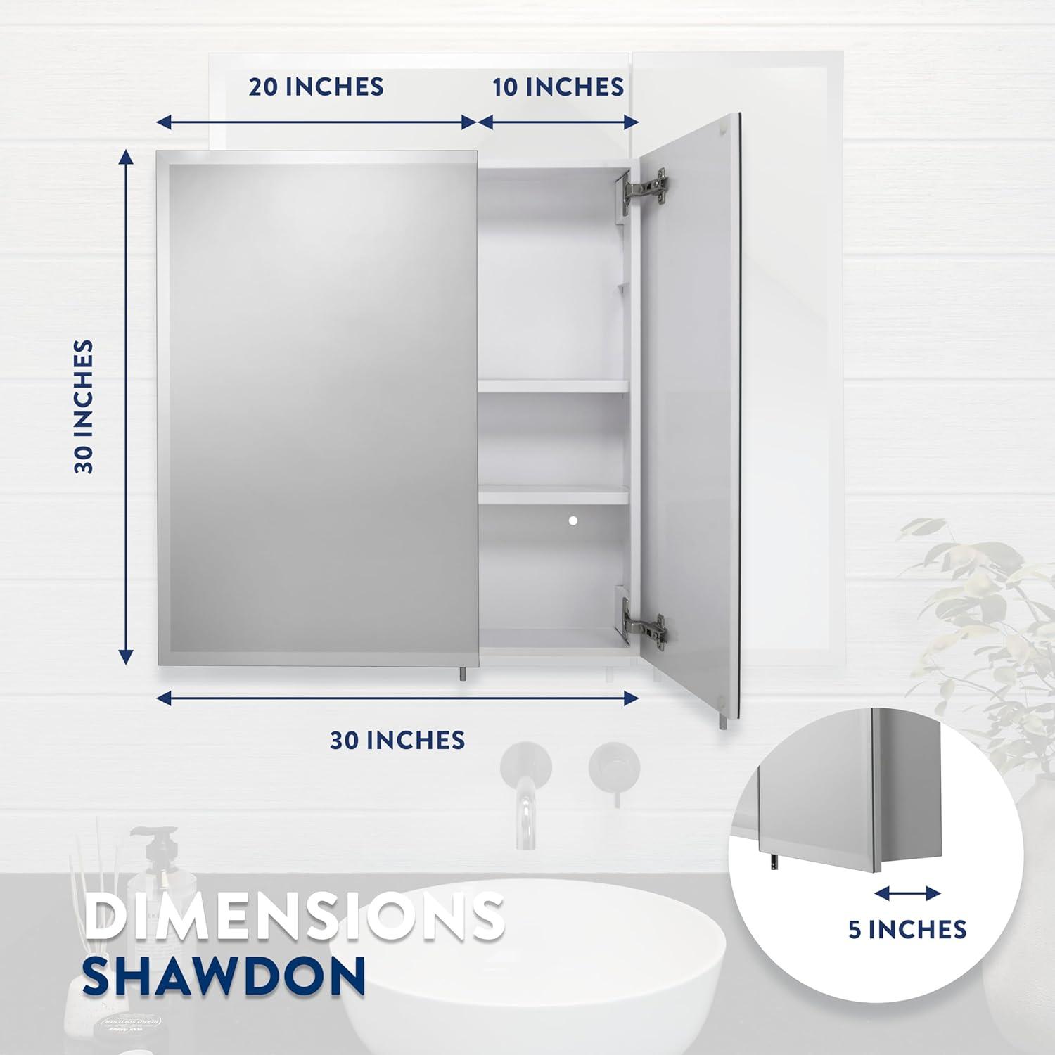 Croydex 30-in x 30-in Surface Mount White Steel Mirrored Square Medicine Cabinet