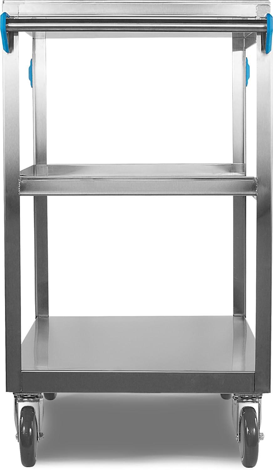 Large Silver Stainless Steel 3-Shelf Utility Cart