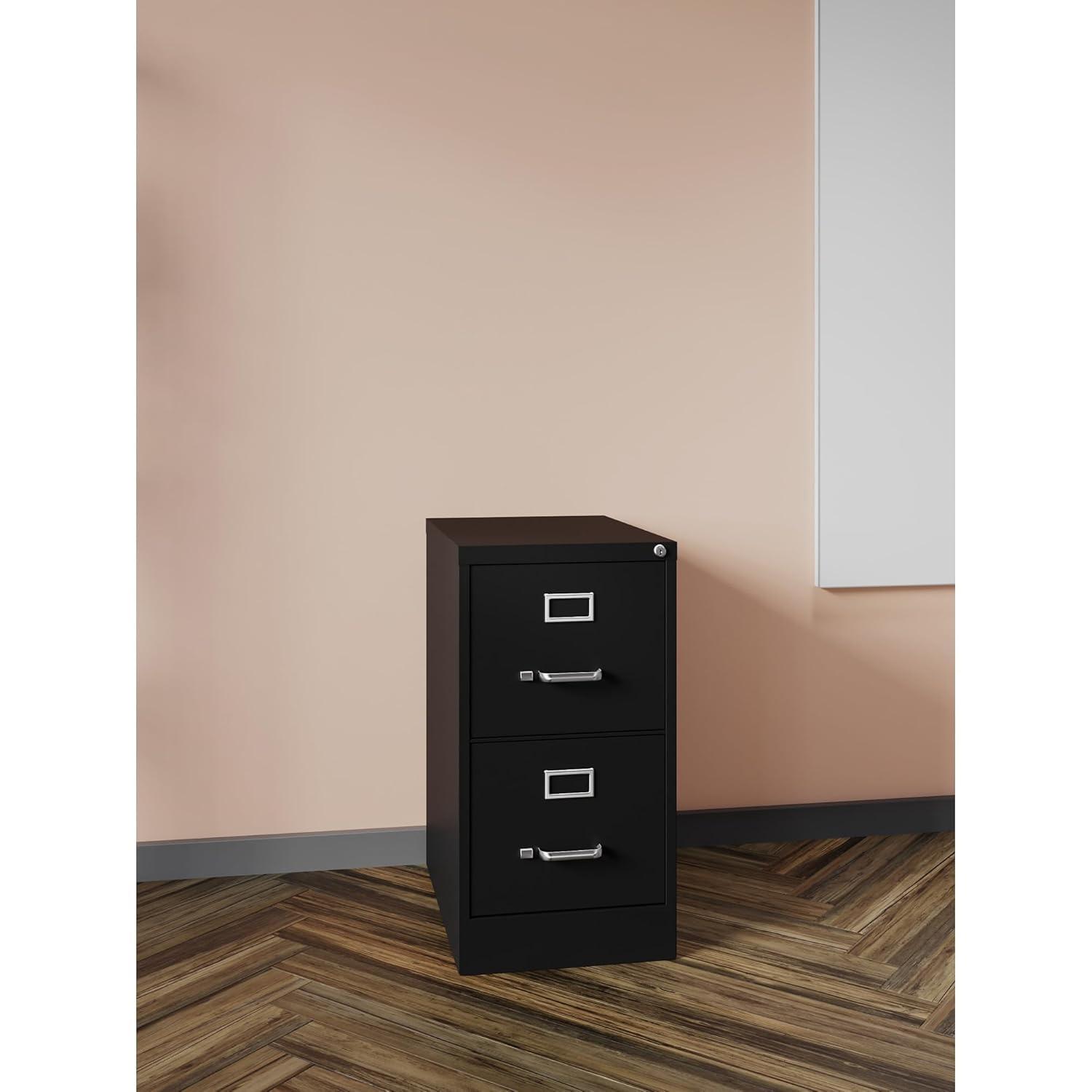Black 2-Drawer Vertical Steel Lockable File Cabinet