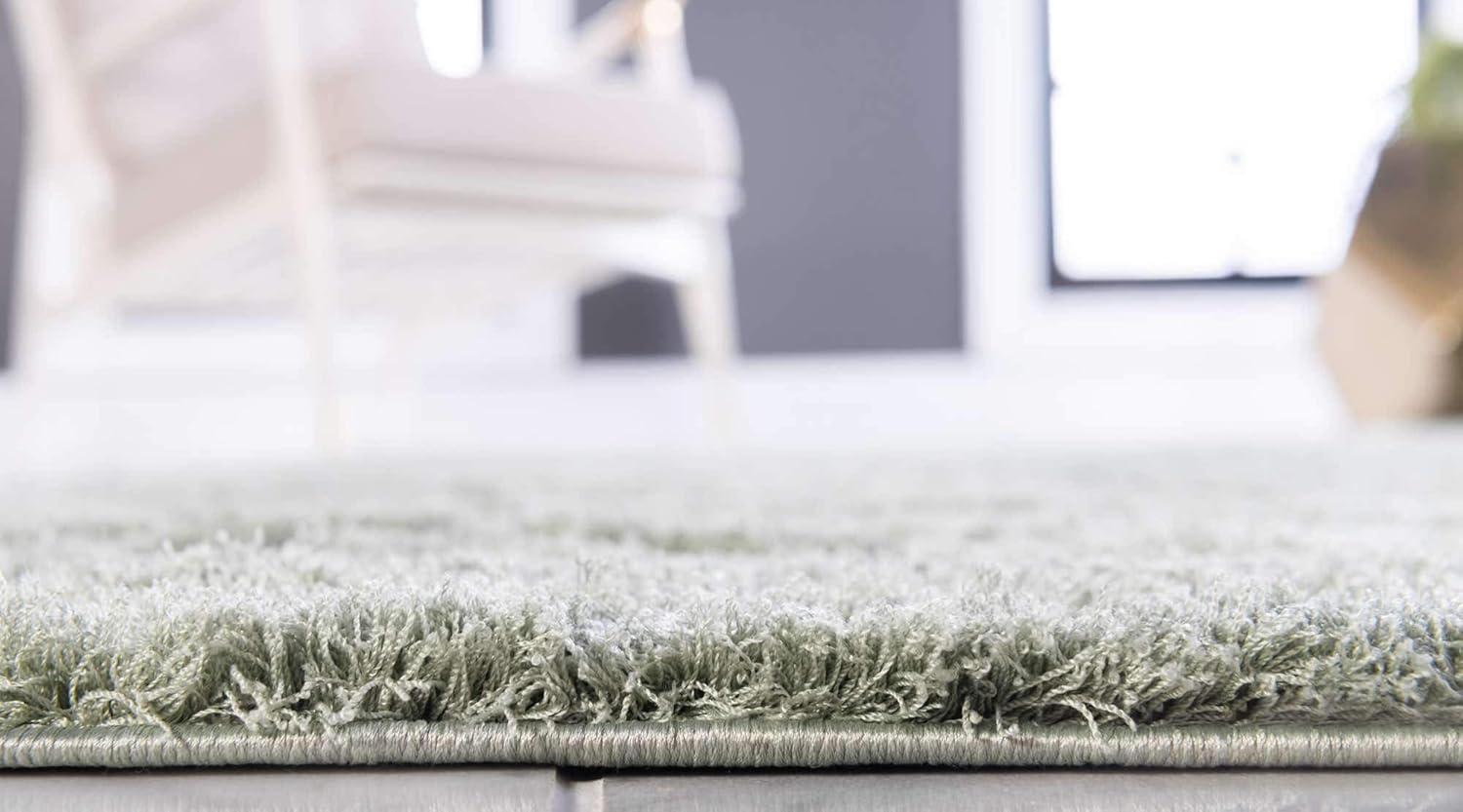 Unique Loom Floral Shag Collection Area Rug - Carved (5' 1" x 8' Rectangle Green)