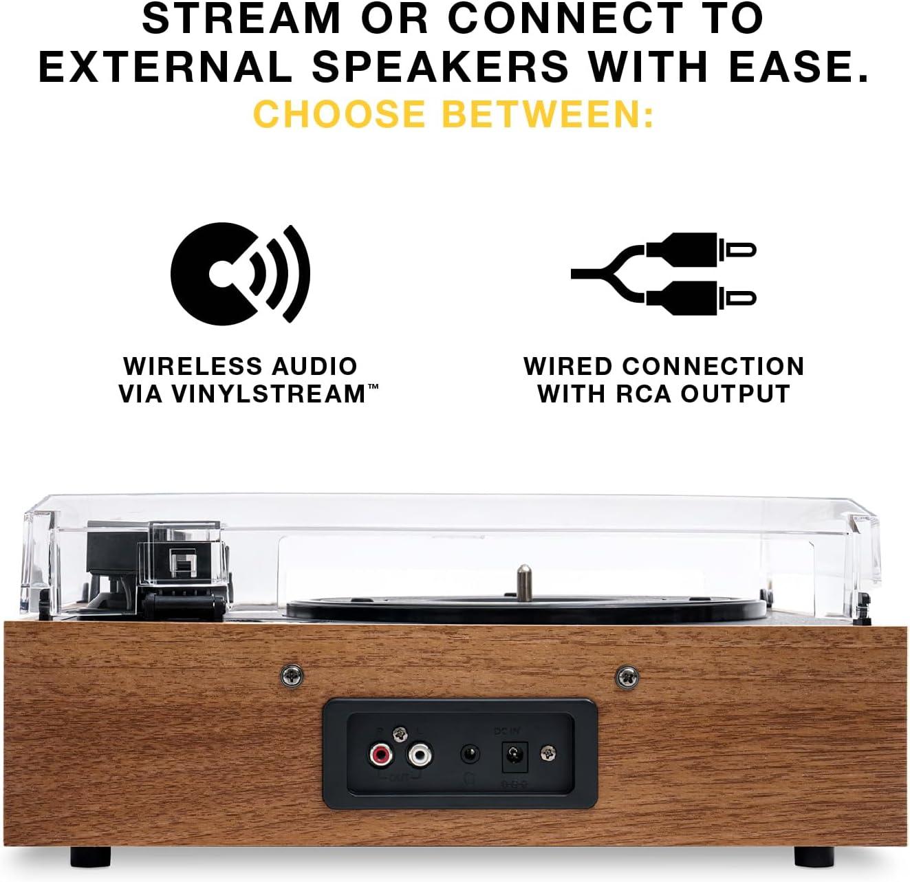 Victrola Eastwood II Bluetooth Belt Drive Turntable with Speakers, Oak